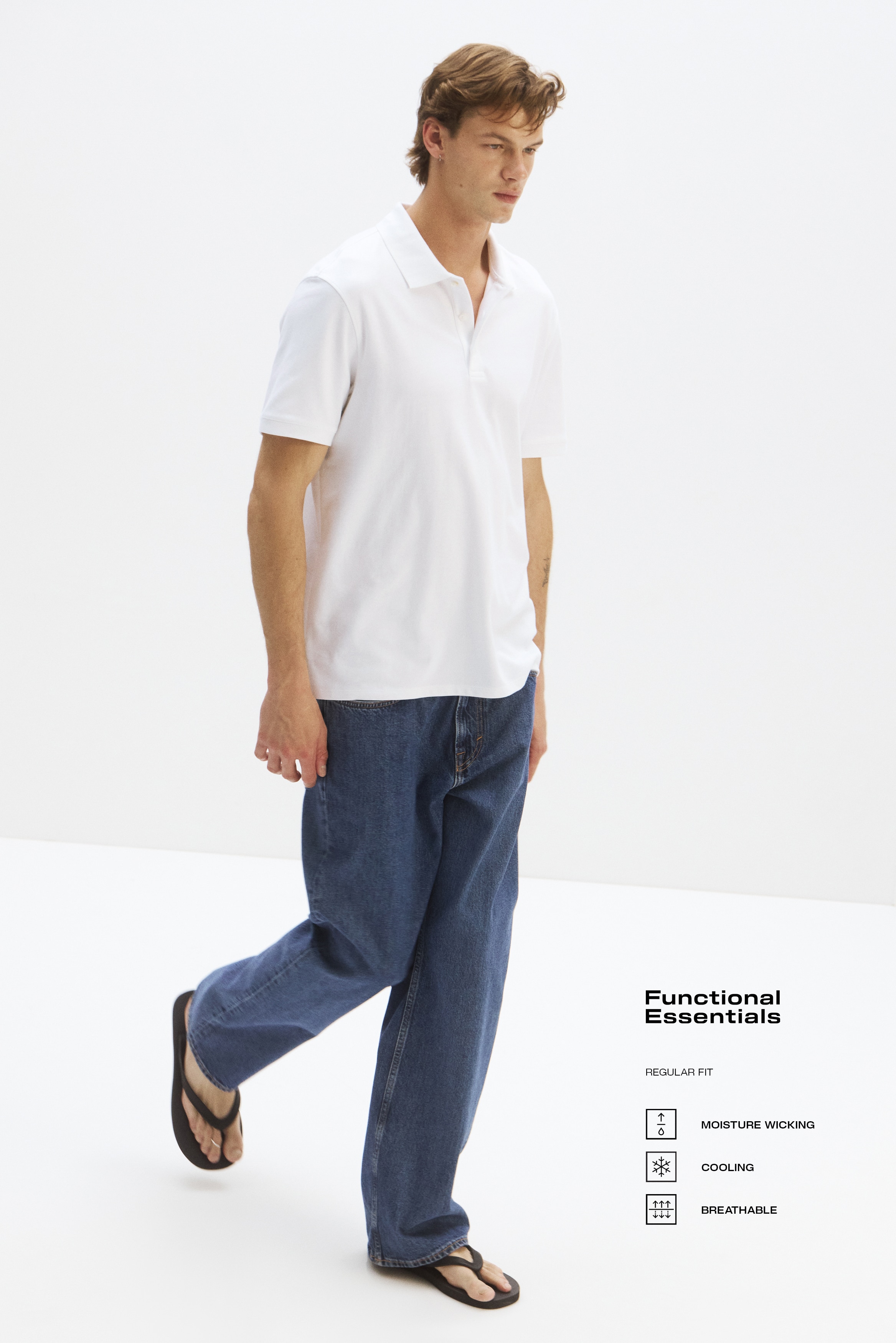 Polo majica Cooling Regular Fit - Bela