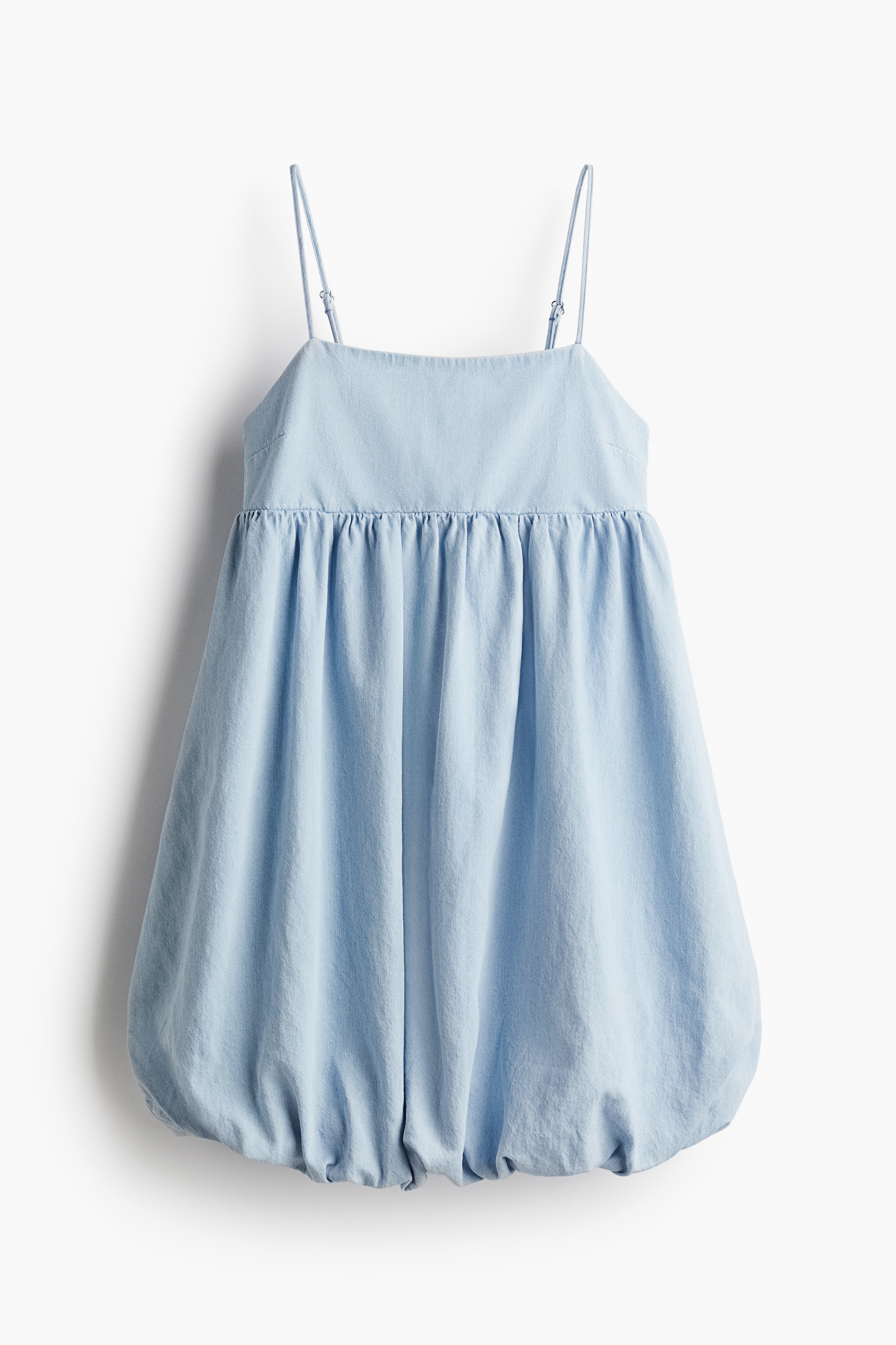 Φόρεμα με φουσκωτό τελείωμα - Ανοιχτό μπλε denim