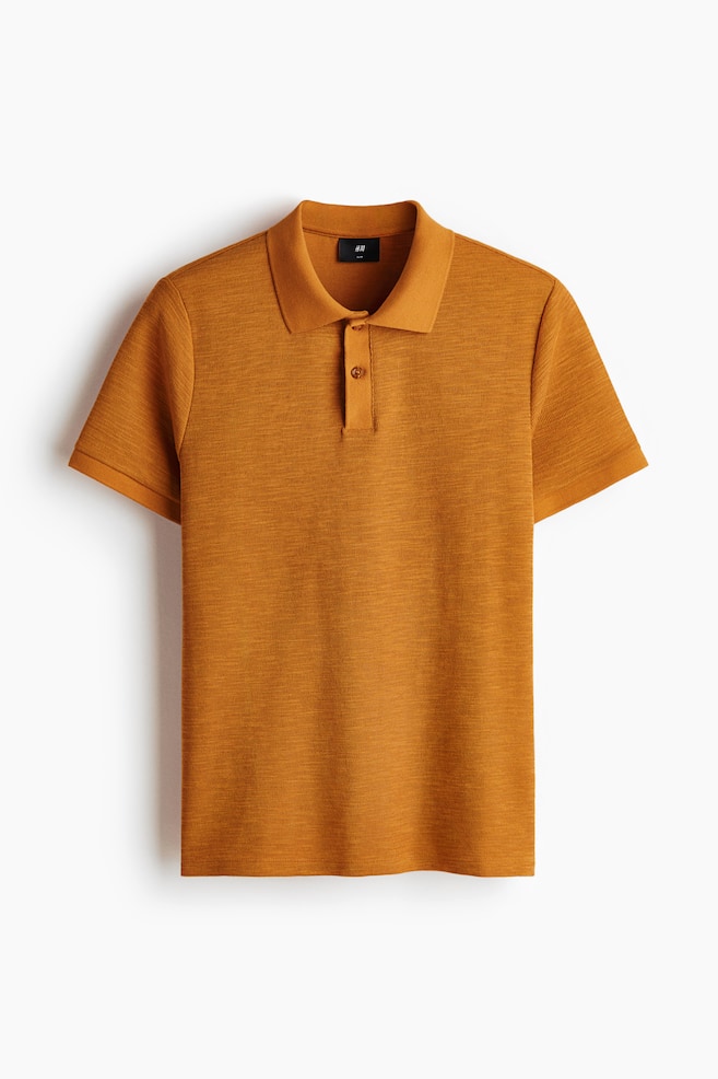 Slim Fit Jacquard-knit polo shirt - Orange/Olive green/Dark purple/Dark blue - 1
