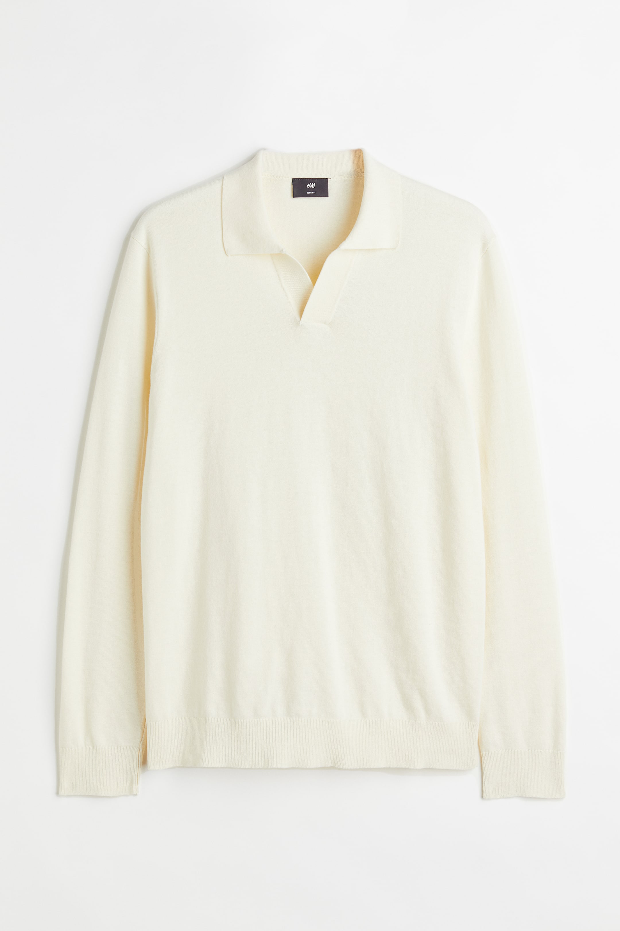 Slim Fit Fine-knit Cotton Polo Shirt - Cream - Men | H&M US