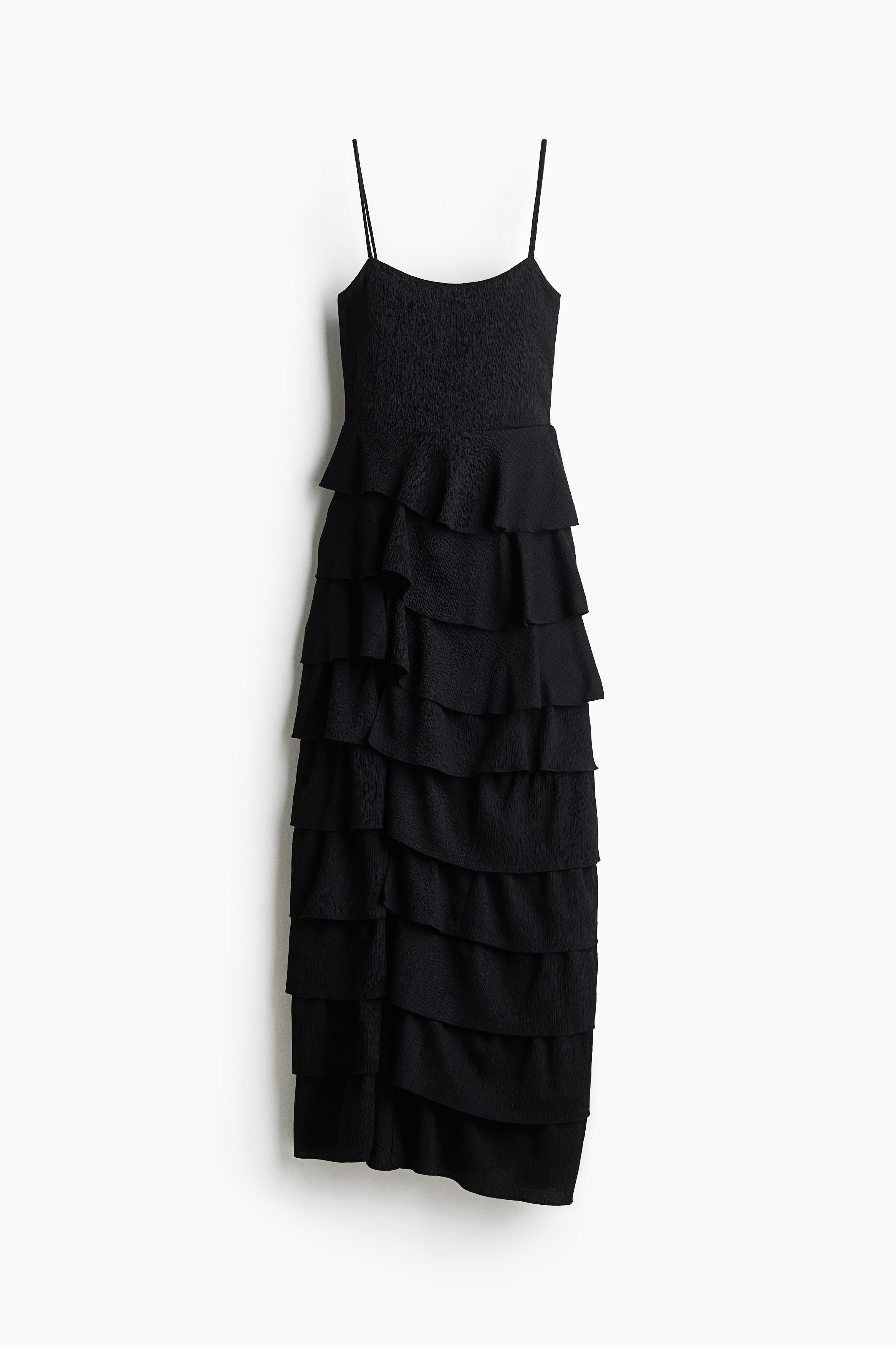 Flounce Strappy Dress - Black