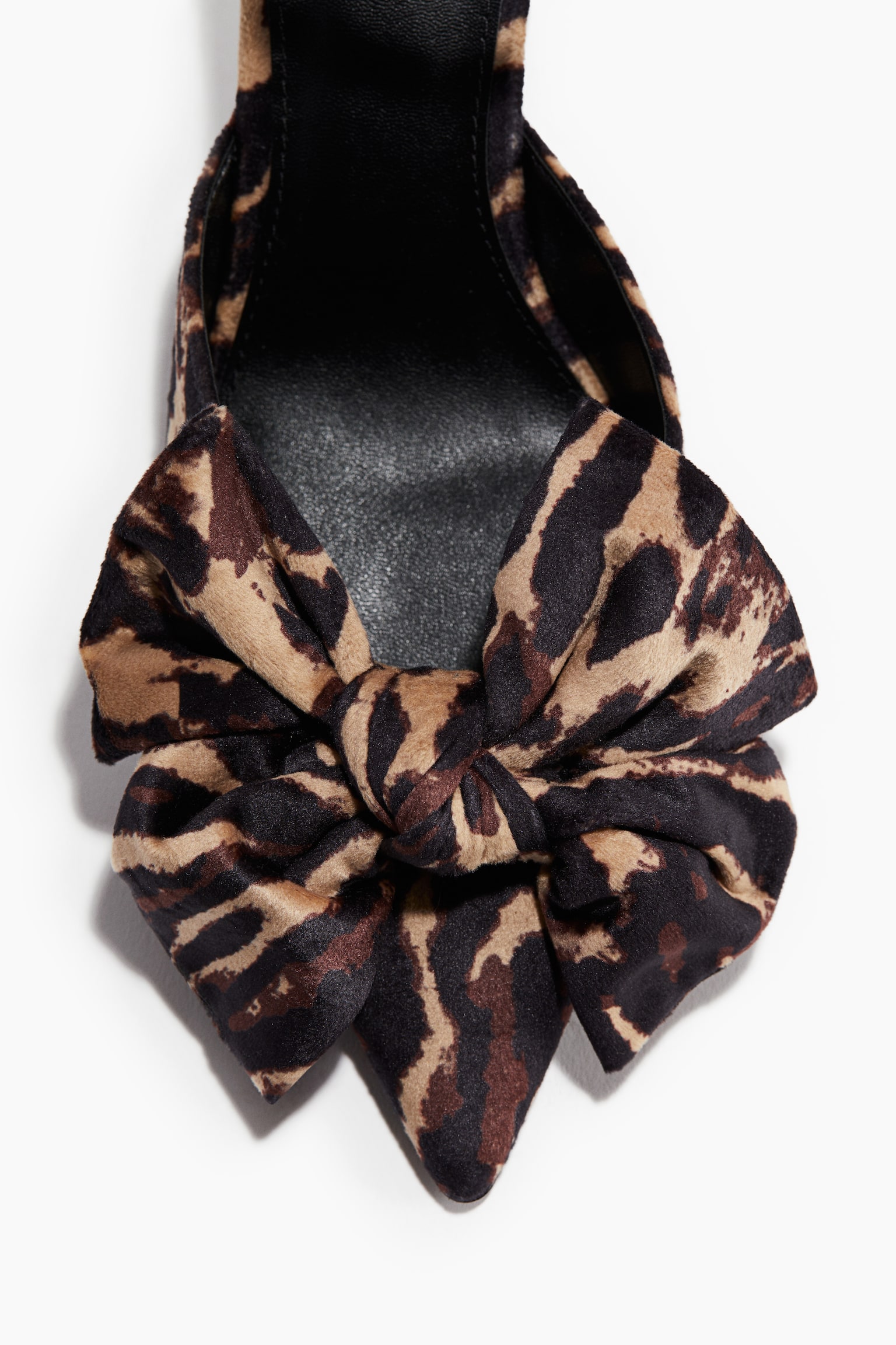 Женские лоферы H&M Bow-Detail Velour Pumps, цвет: Коричневый / Леопардовый с принтом — фото 2