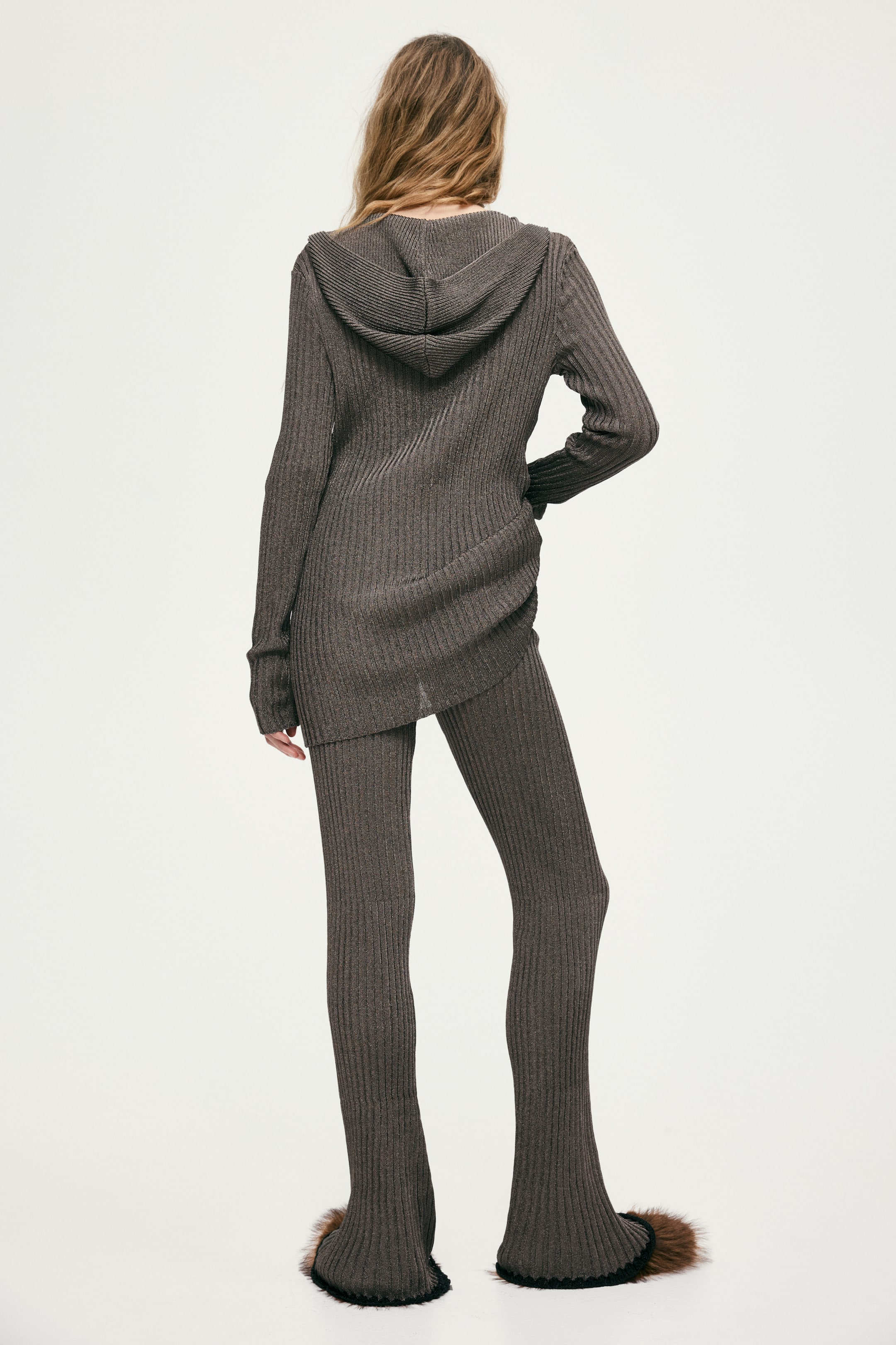 View larger image: Metallic rib-knit trousers - Dark grey - Ladies | H&M MY 6