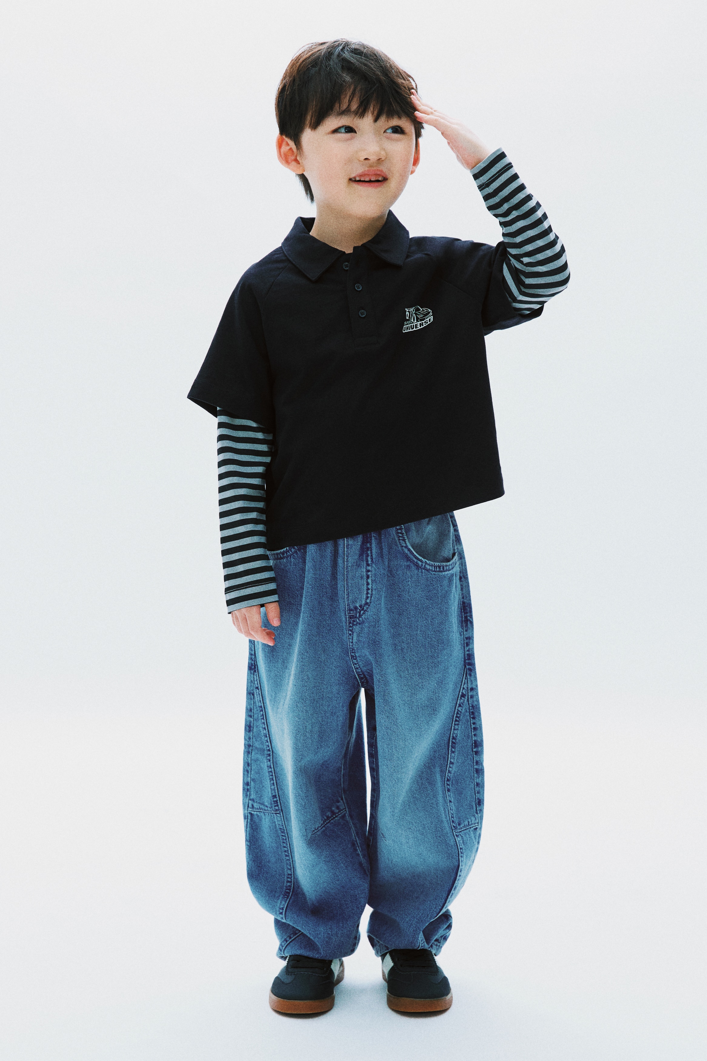 Barrel-leg denim joggers - Light denim blue/Pale denim blue