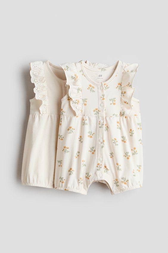 Детские комбинезоны H&M 2-Pack Ruffle-Detail Romper Suits