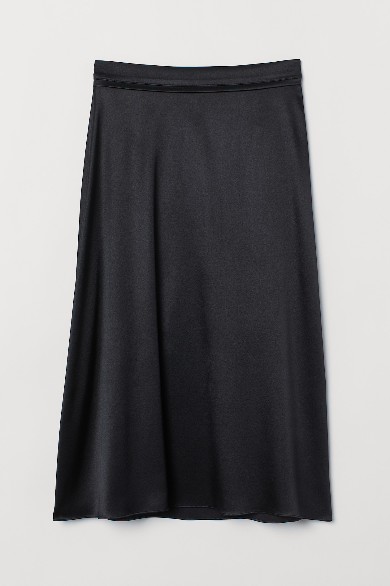 Silk-blend satin skirt - High waist - Midi - Black - Ladies | H&M GB