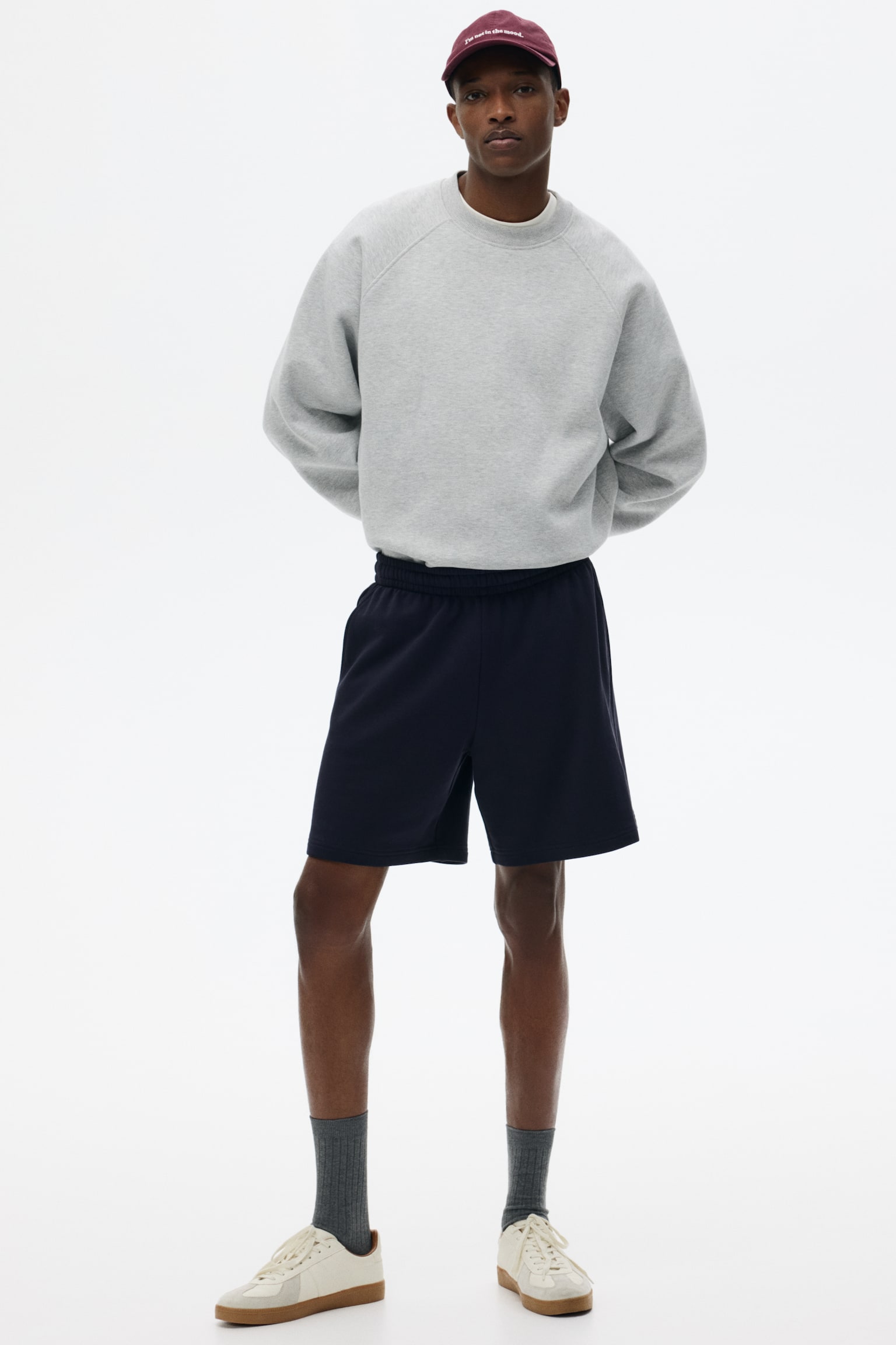 Regular Fit sweatshorts - Navy blue/Light grey marl/Black - 1