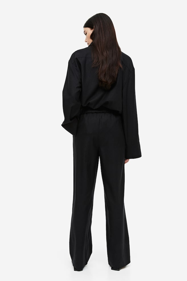 Silk pull-on trousers - Black/White - 5