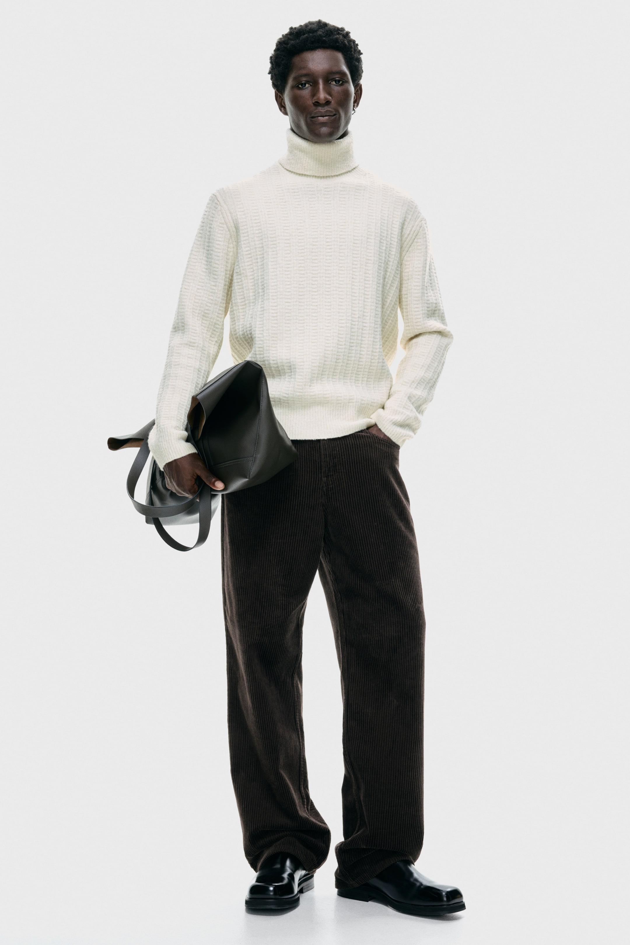 View larger image: Regular Fit Polo-neck jumper - Cream - Men | H&M IN 2