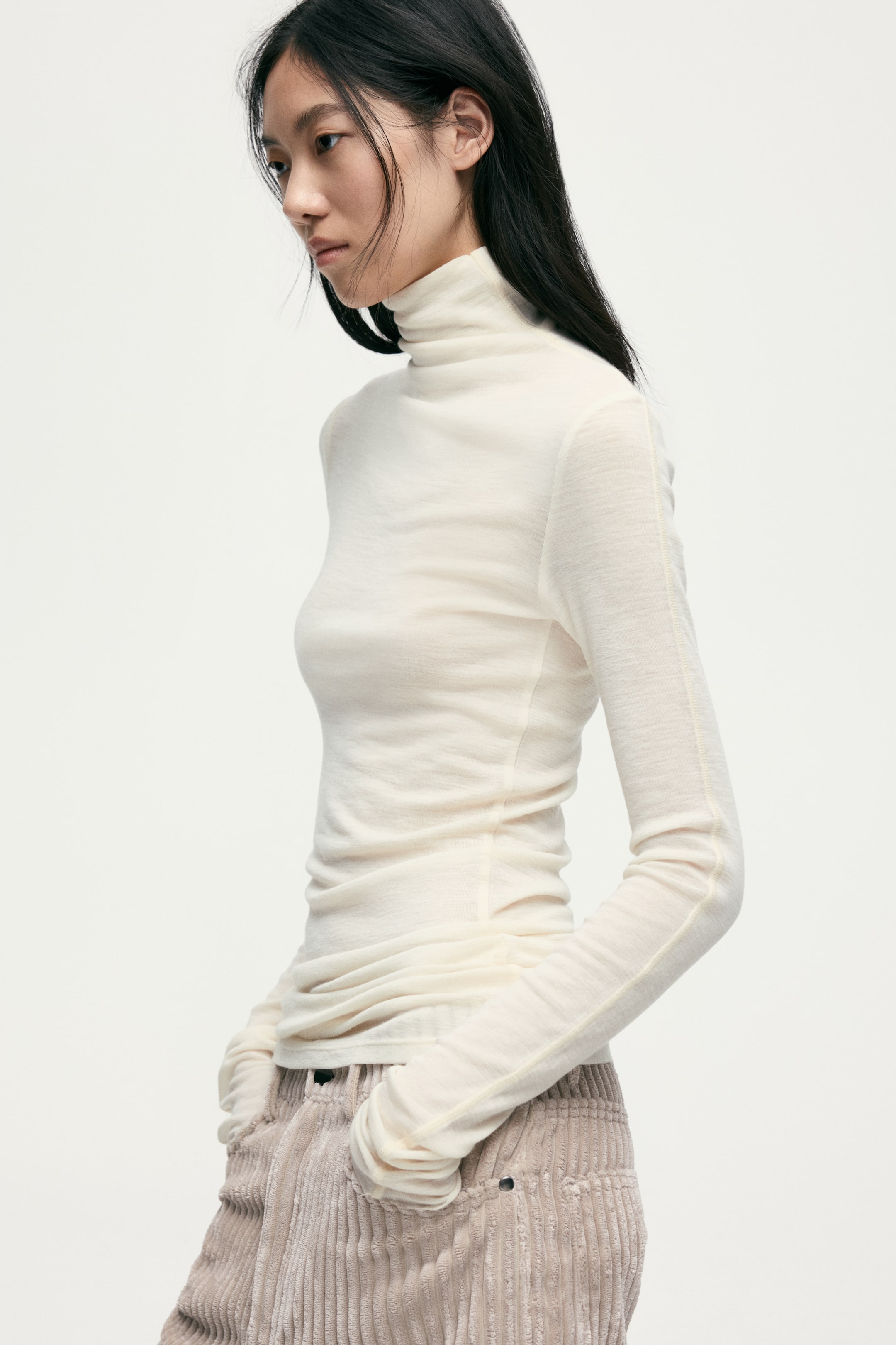 View larger image: Polo-neck wool top - Cream - Ladies | H&M SG 3