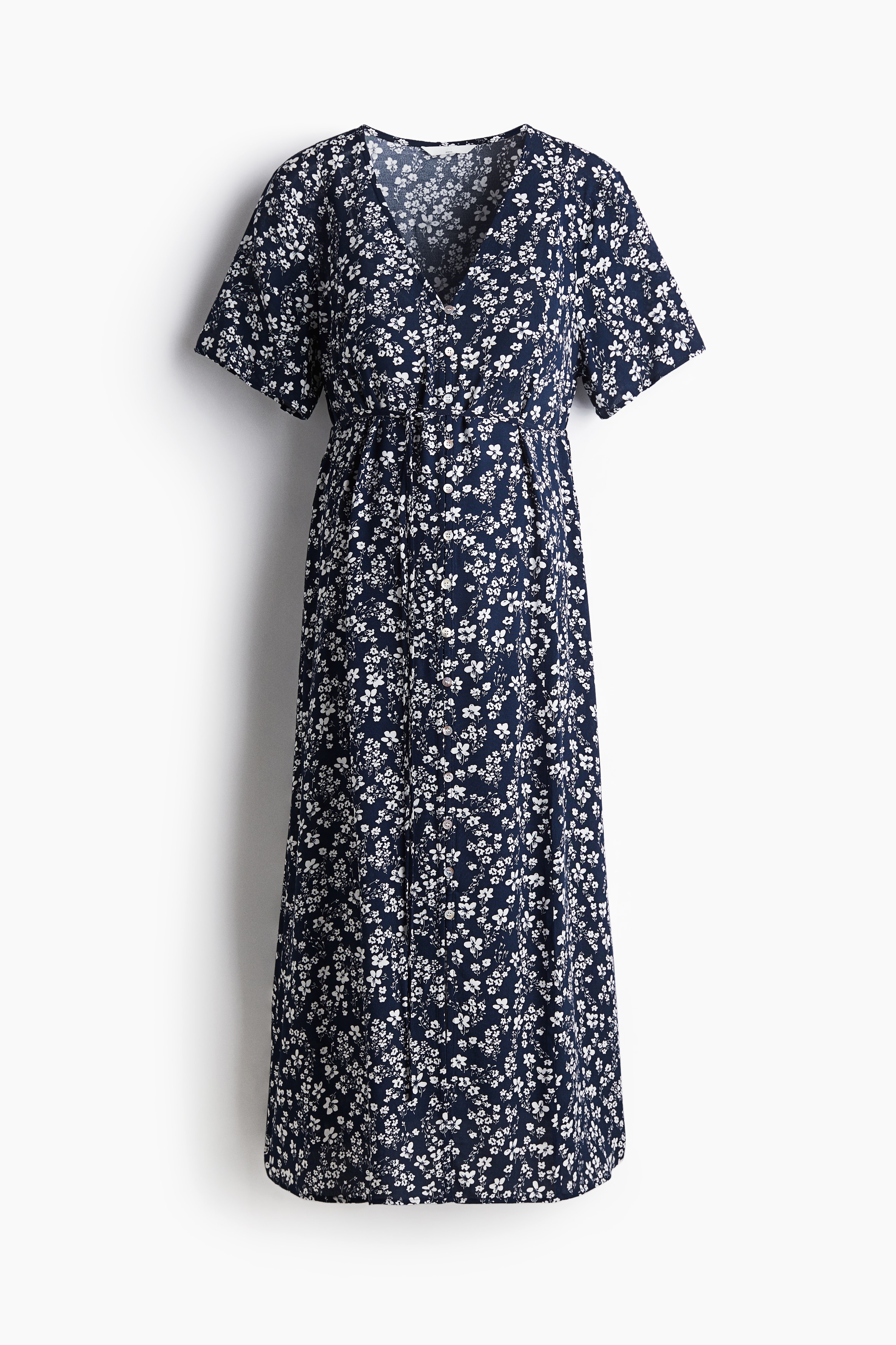 MAMA Before & After Tie-belt dress - Navy blue/Floral/White/Blue floral