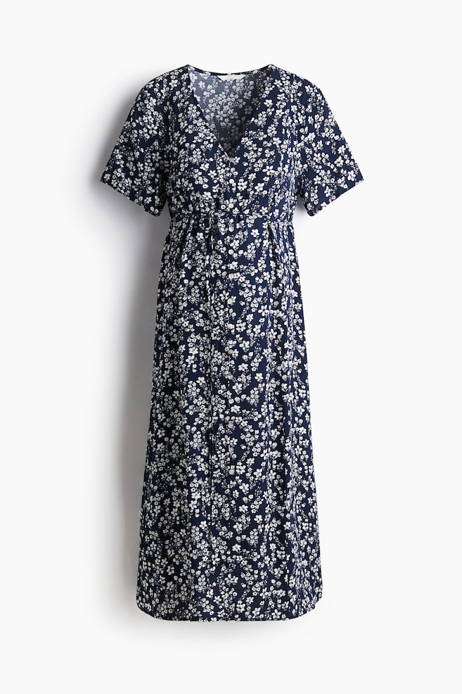 MAMA Before & After Tie-belt dress - Navy blue/Floral/White/Blue floral - 1