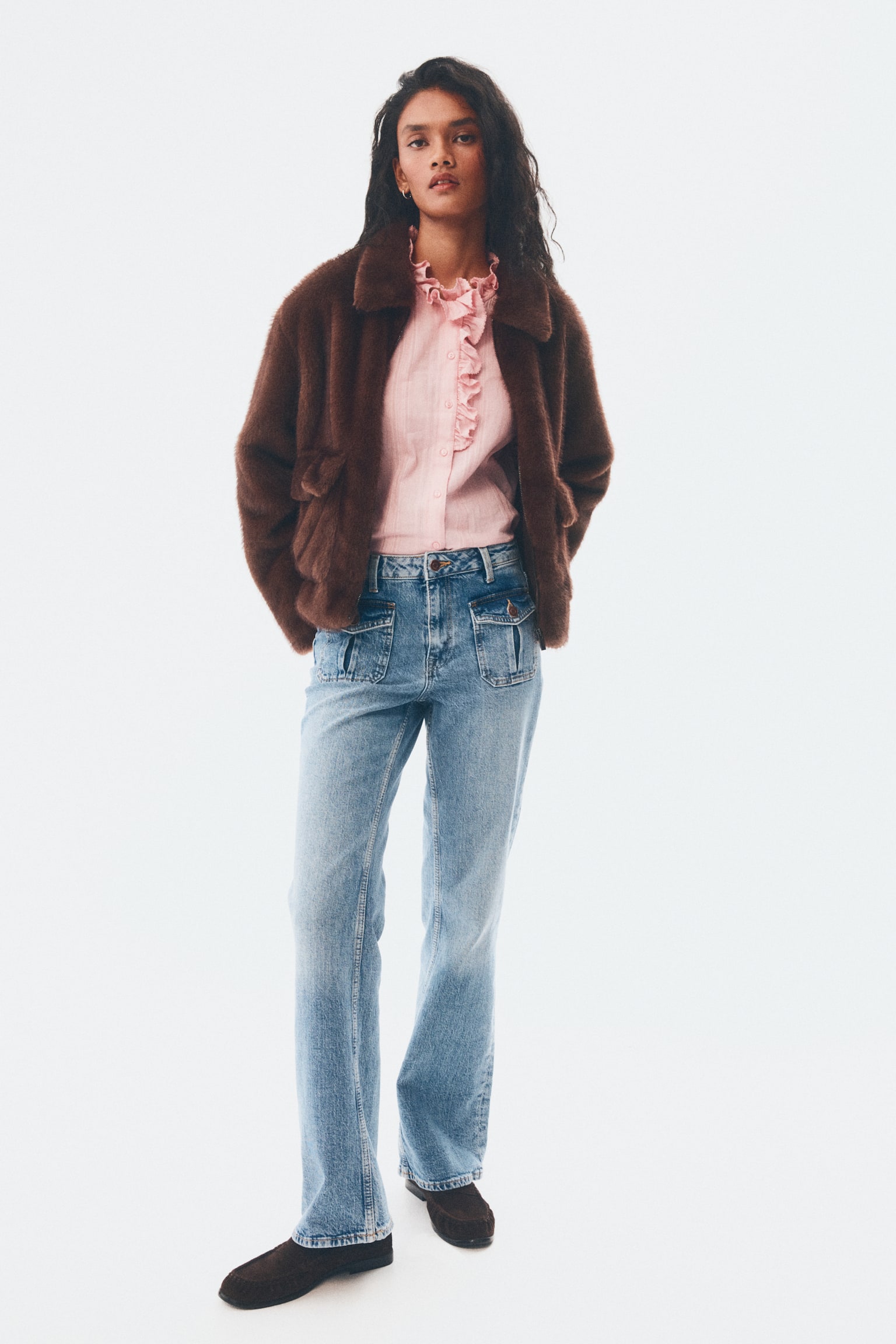 Flared High Jeans - Син деним/Тъмносин деним - 6