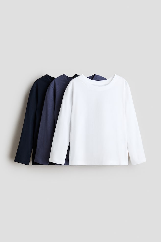 T-shirt a maniche lunghe 3 pezzi - Bianco/blu/Nero/bianco/grigio mélange/Talpa/bianco - 1