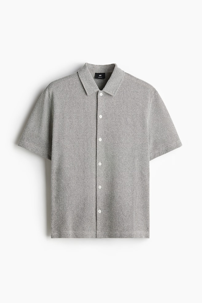 Regular Fit Short Sleeve Piqué Shirt - Brown marle - 1