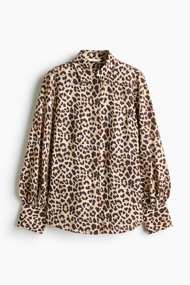 Balloon-Sleeved Shirt - Beige/leopard print - 1