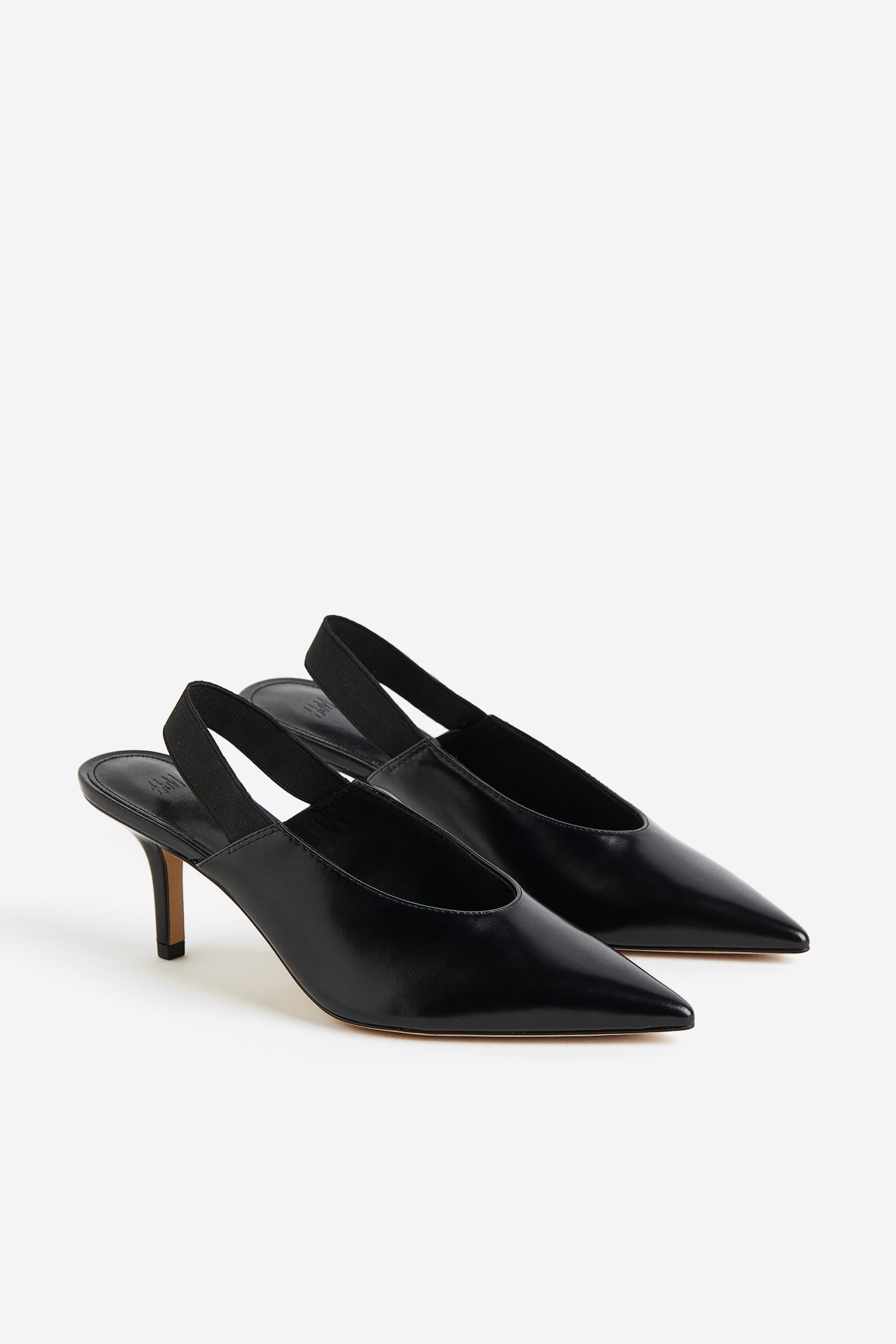 Pointed Slingback High Heels - Black - 3