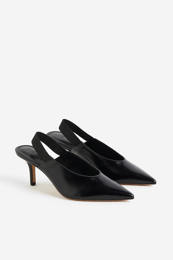 Pointed slingback court shoes - Black - 3