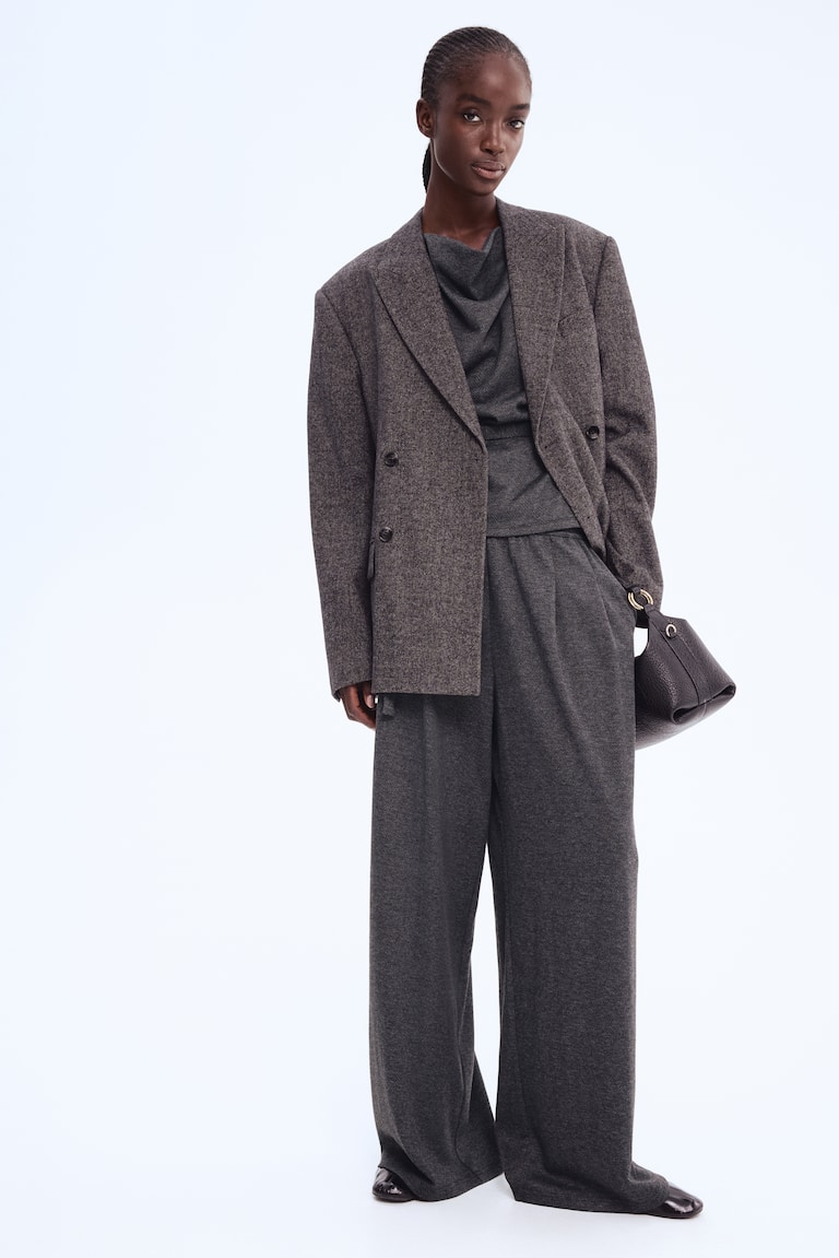 high waisted pull on dress pants Lmnyox Women's Dress Pants Loose Wide Leg High Waist Pull On Trousers Casual Fashion Office Pants with Pockets