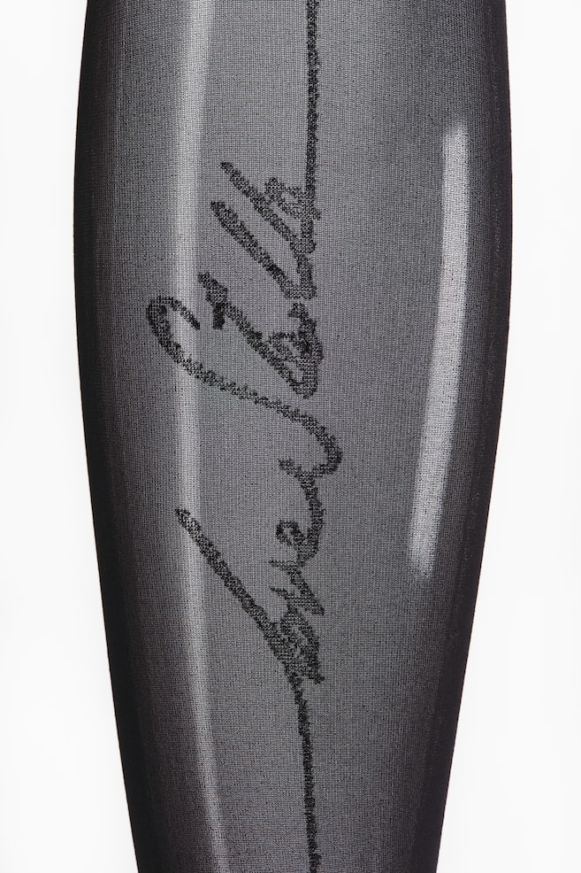 Text-Motif Tights-Black - 4