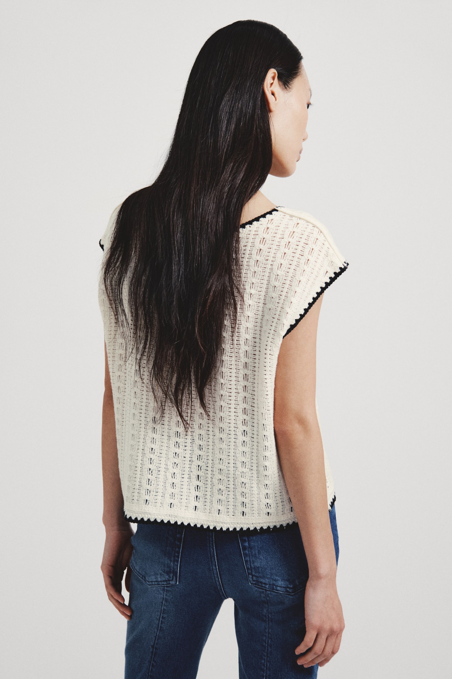 鉤花造型上衣 - 白色 - 3