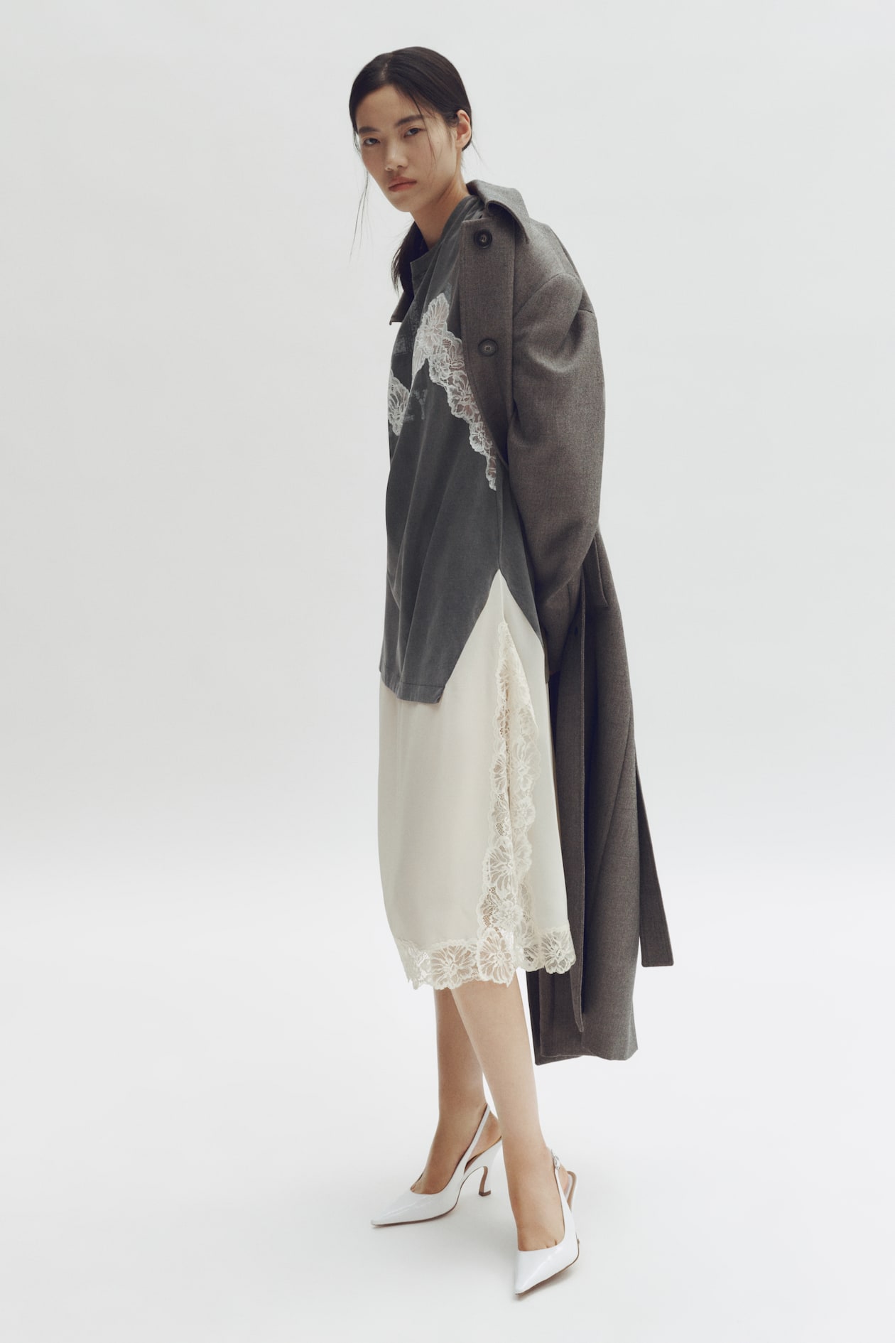 Lace-Trimmed T-Shirt Dress