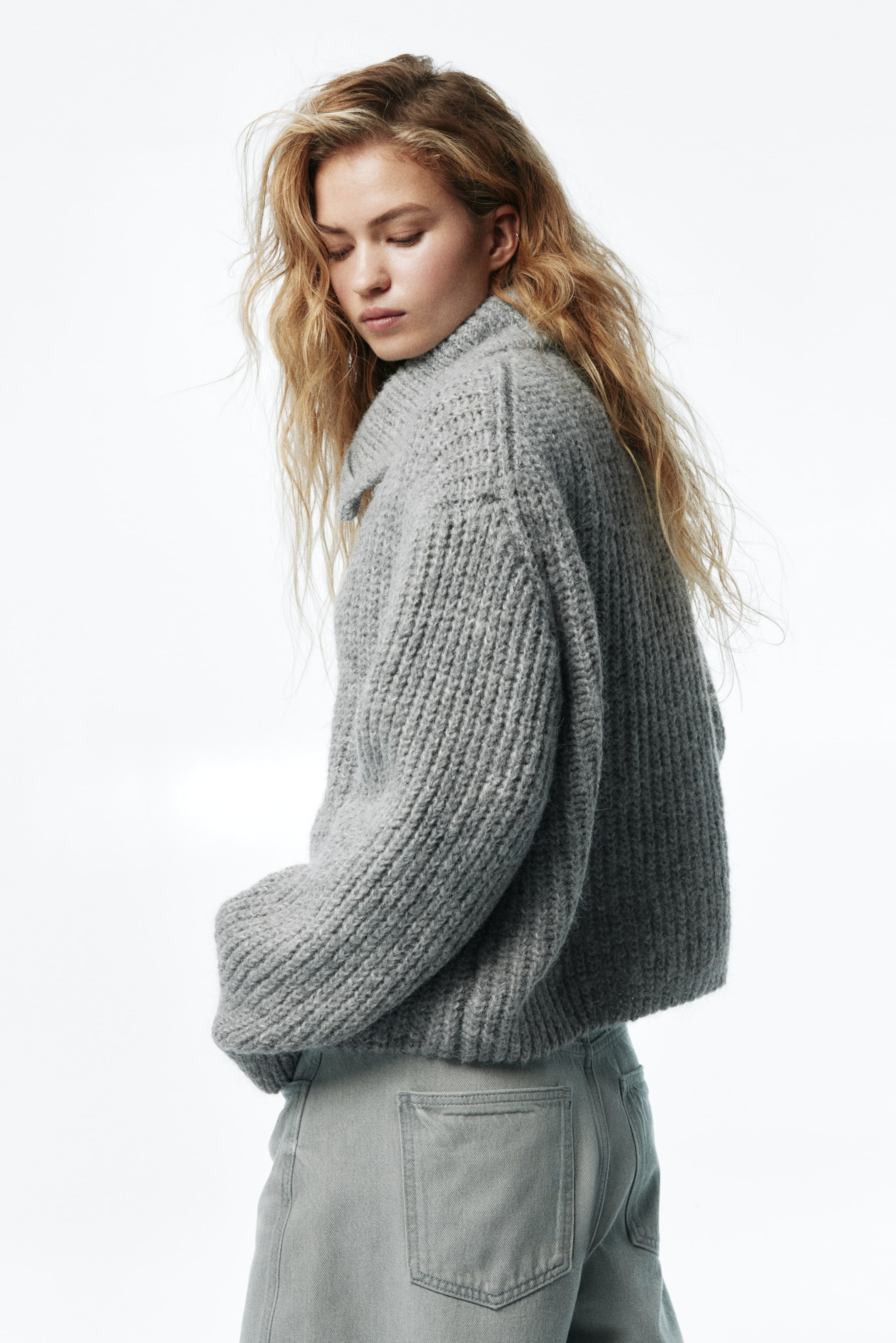 Ampliar la imagen: Cárdigan con zíper - Gris jaspeado claro - Ladies | H&M MX 5