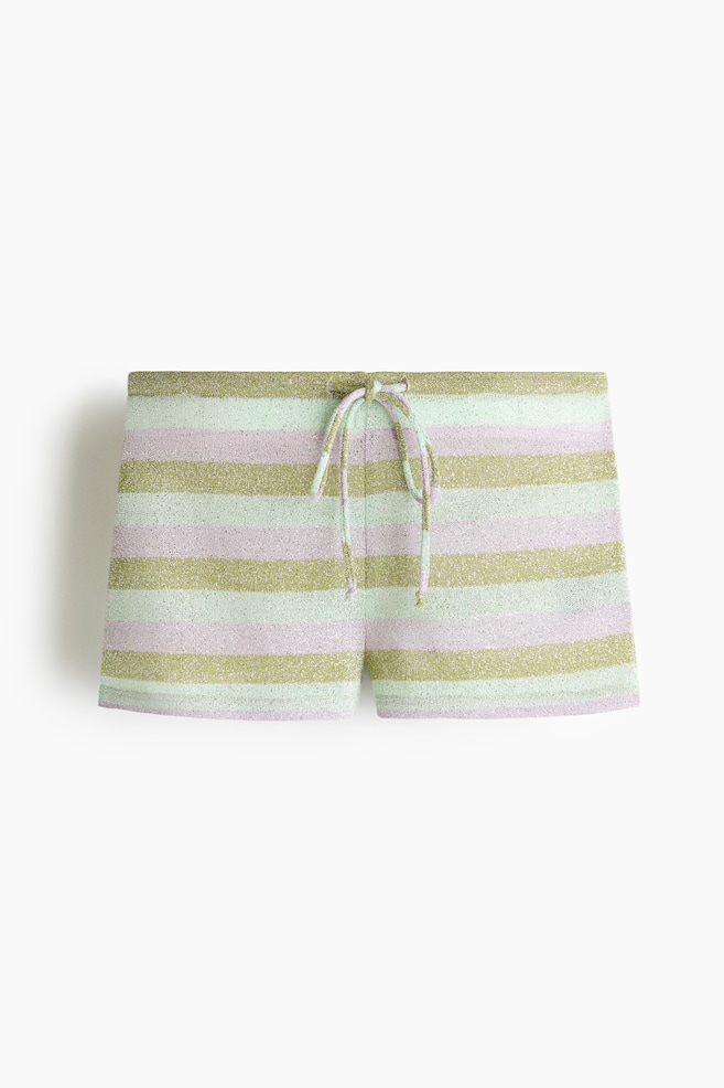 Short en maille scintillante - Vert olive/rayé - 1