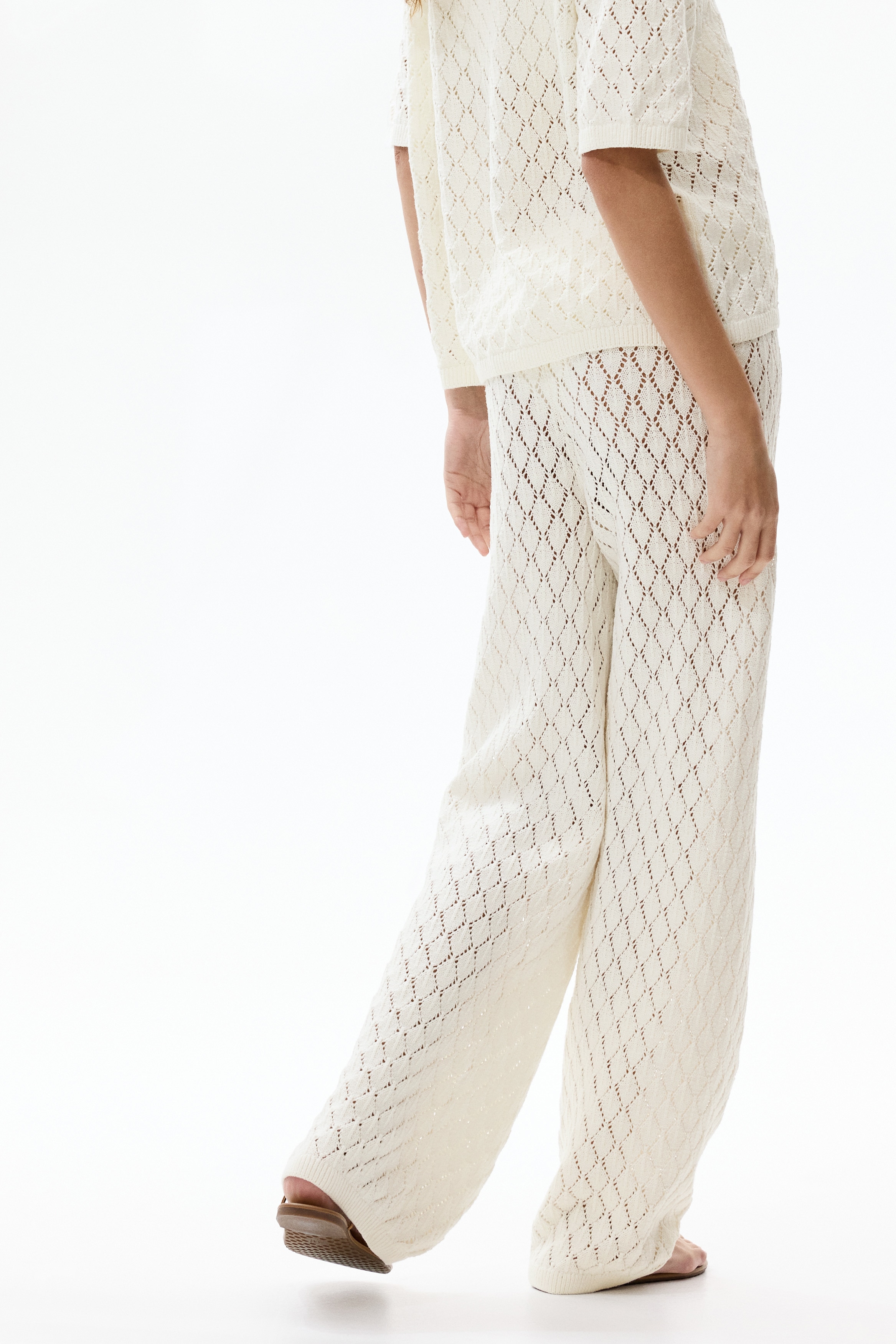 Pointelle-knit trousers
