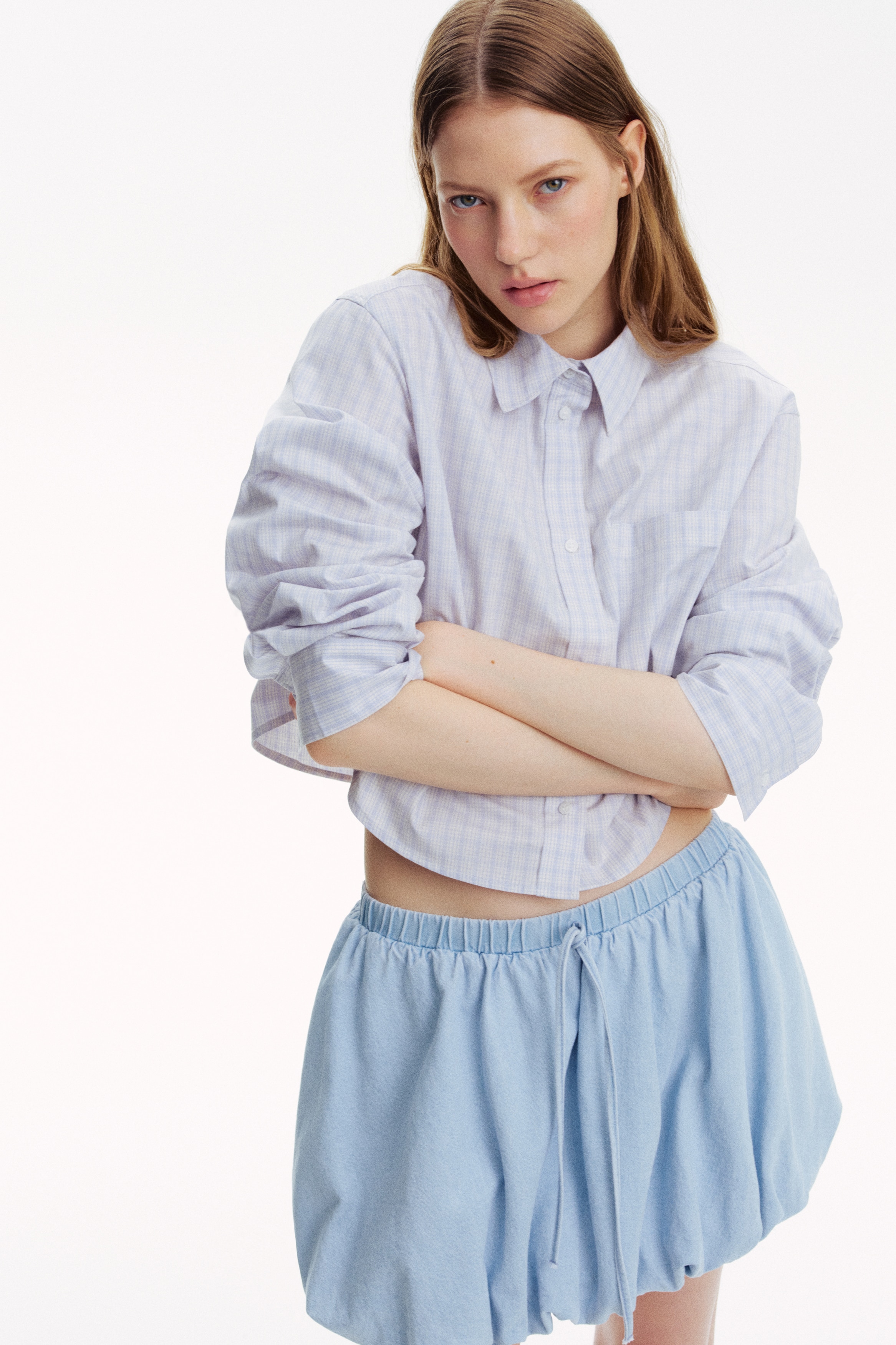 Cropped cotton shirt