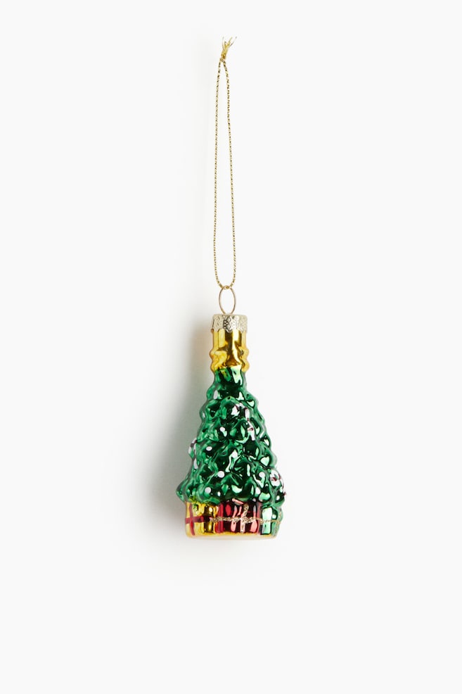 Glazen kerstdecoratie - Groen/kerstboom/Goudkleurig/peperkoekmannetje/Goudkleurig/kerstboom/Rood/appel/Zilverkleurig/zwaan/Rood/huis/Goudkleurig/bubbelwijn - 1