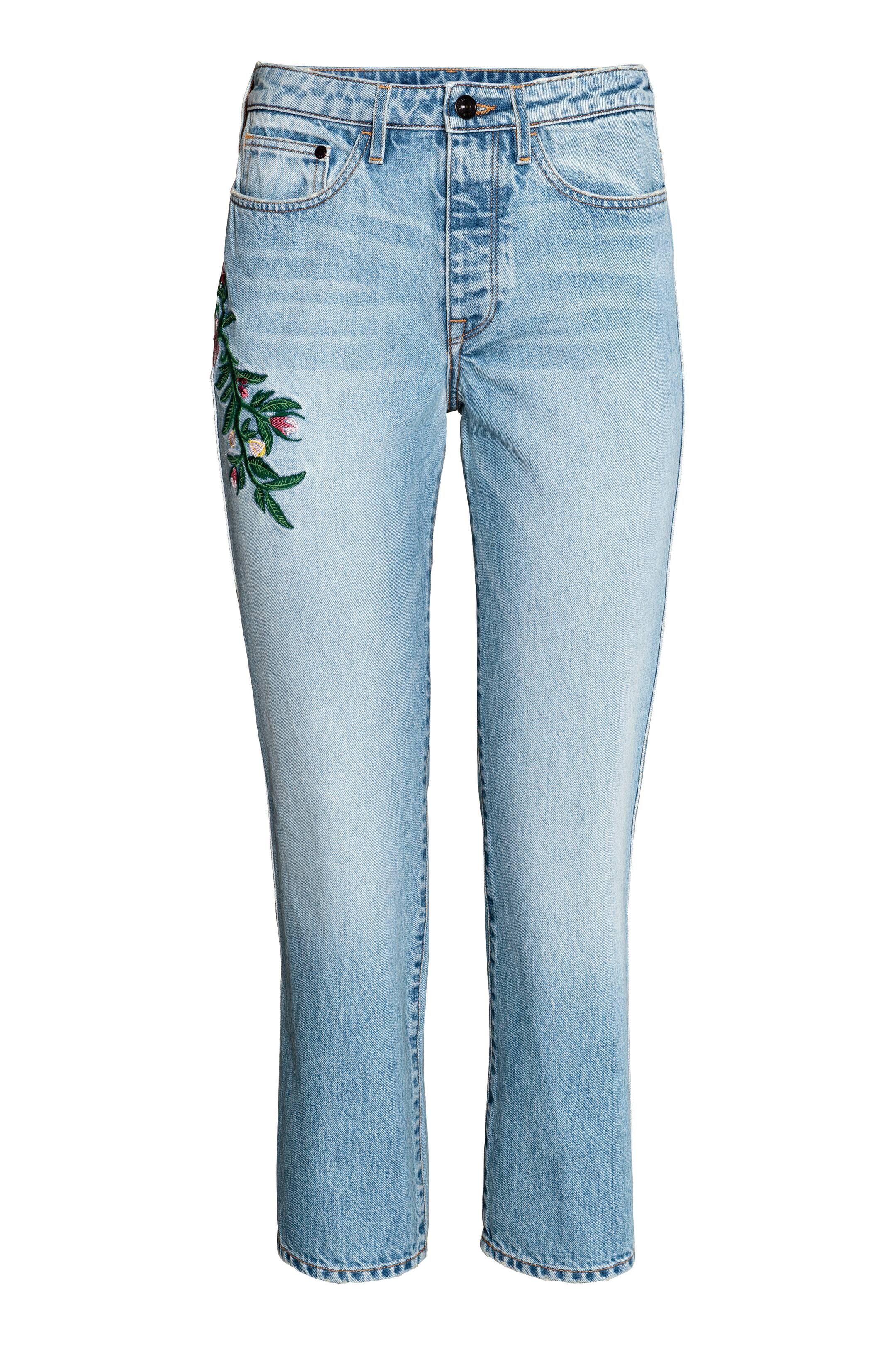 Zobacz większy obraz: Straight High Ankle Jeans - Jasnoniebieski denim/Kwiaty - ONA | H&M PL 1