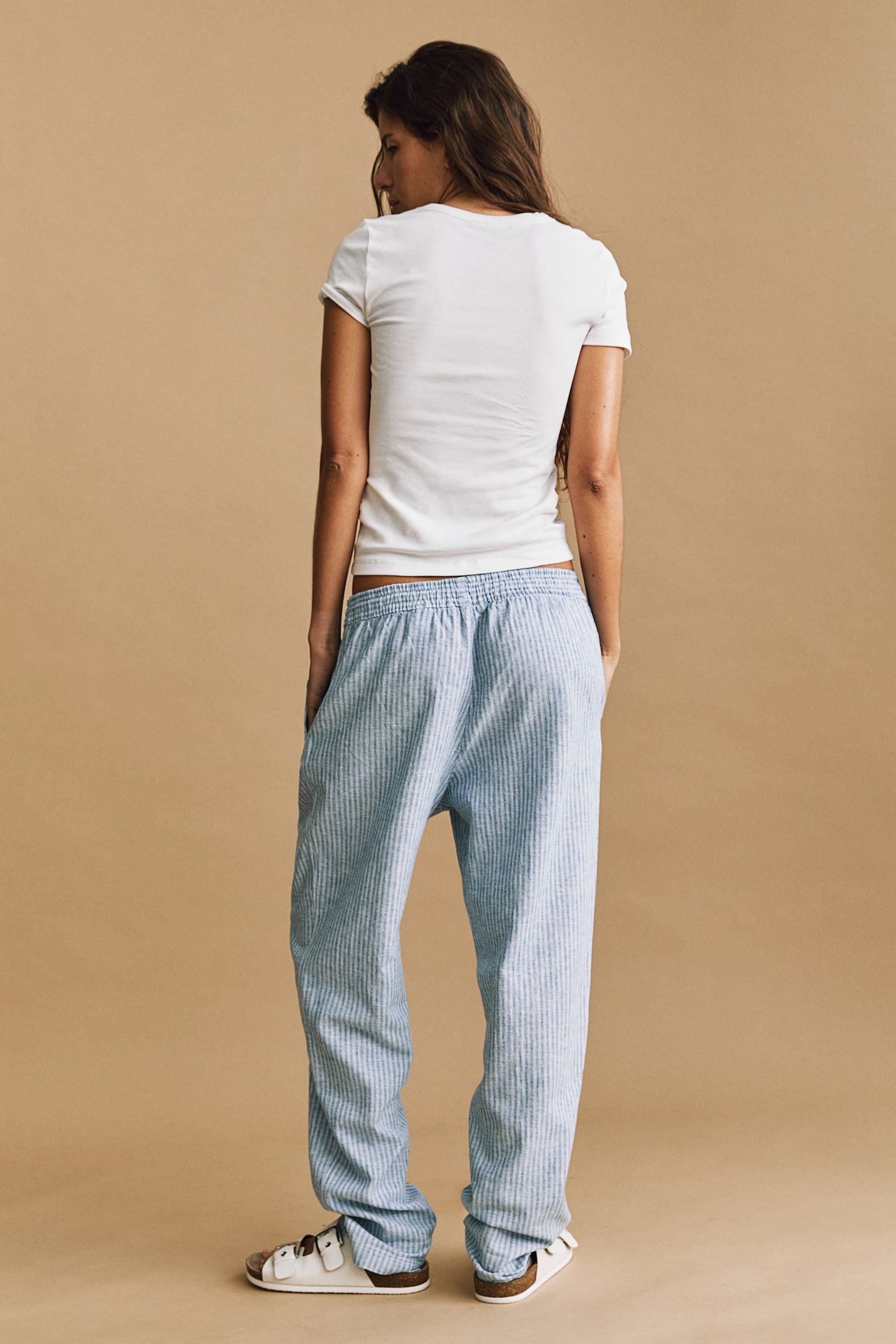 Linen Blend Joggers - Light blue/Stripe/Black/Light blue/Light beige/Beige/Stripe/Khaki green/Navy blue - 7