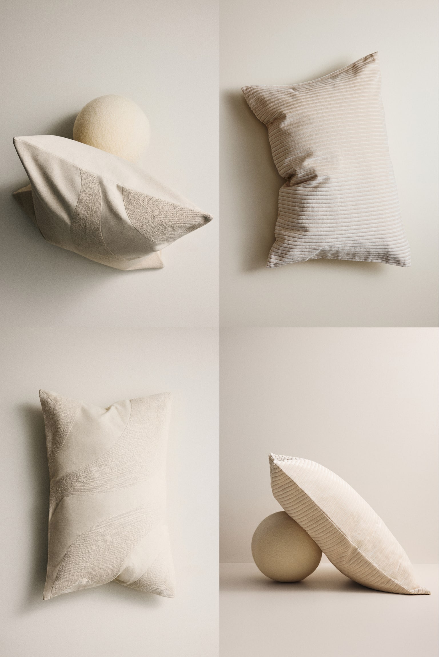 Corduroy cushion cover - Cream/Light khaki green - 5