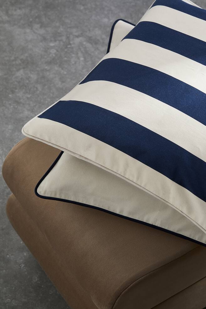 Satin cushion cover - Navy blue/Striped/Black/Striped/Light beige/Natural white - 2
