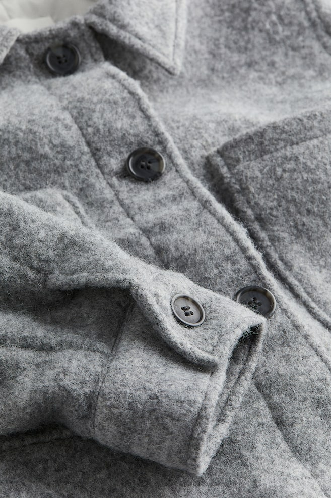 Veste-chemise en laine mélangée - Gris chiné/Noir - 7