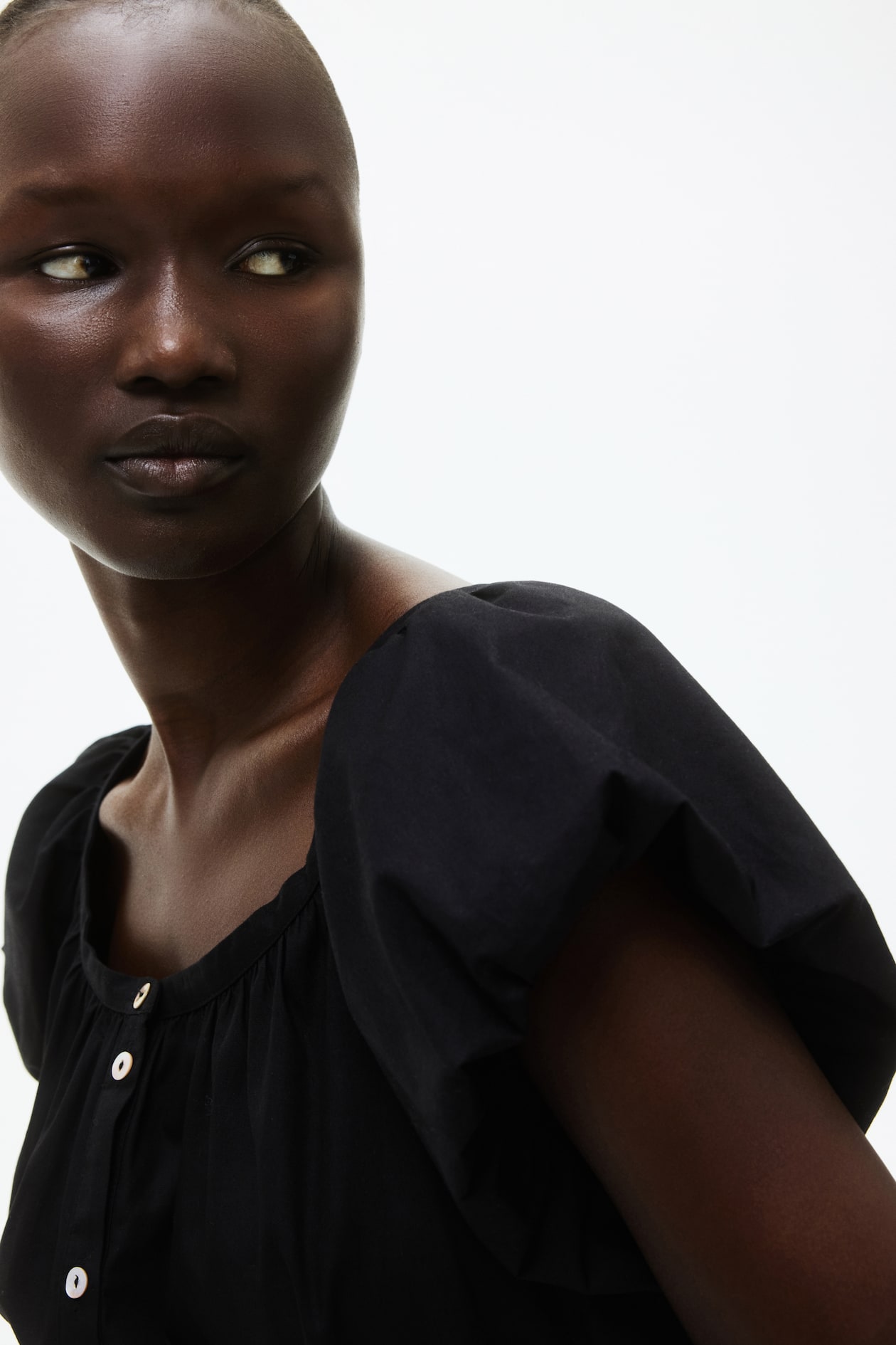 Puff-Sleeved Poplin Dress - image 4