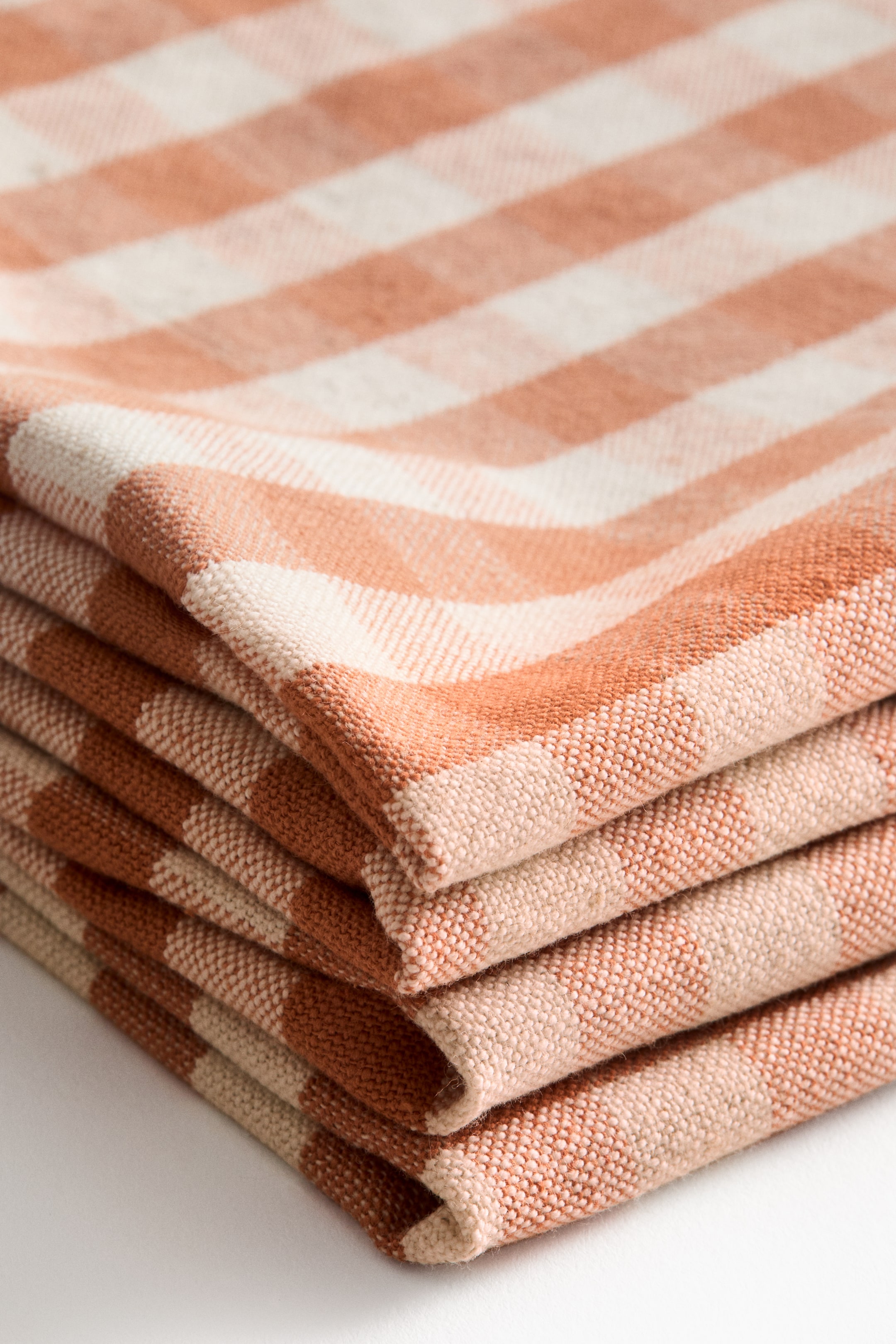Ver imagen más grande: Pack de 4 servilletas de algodón - Terracota/Cuadros vichy - HOME | H&M ES 4