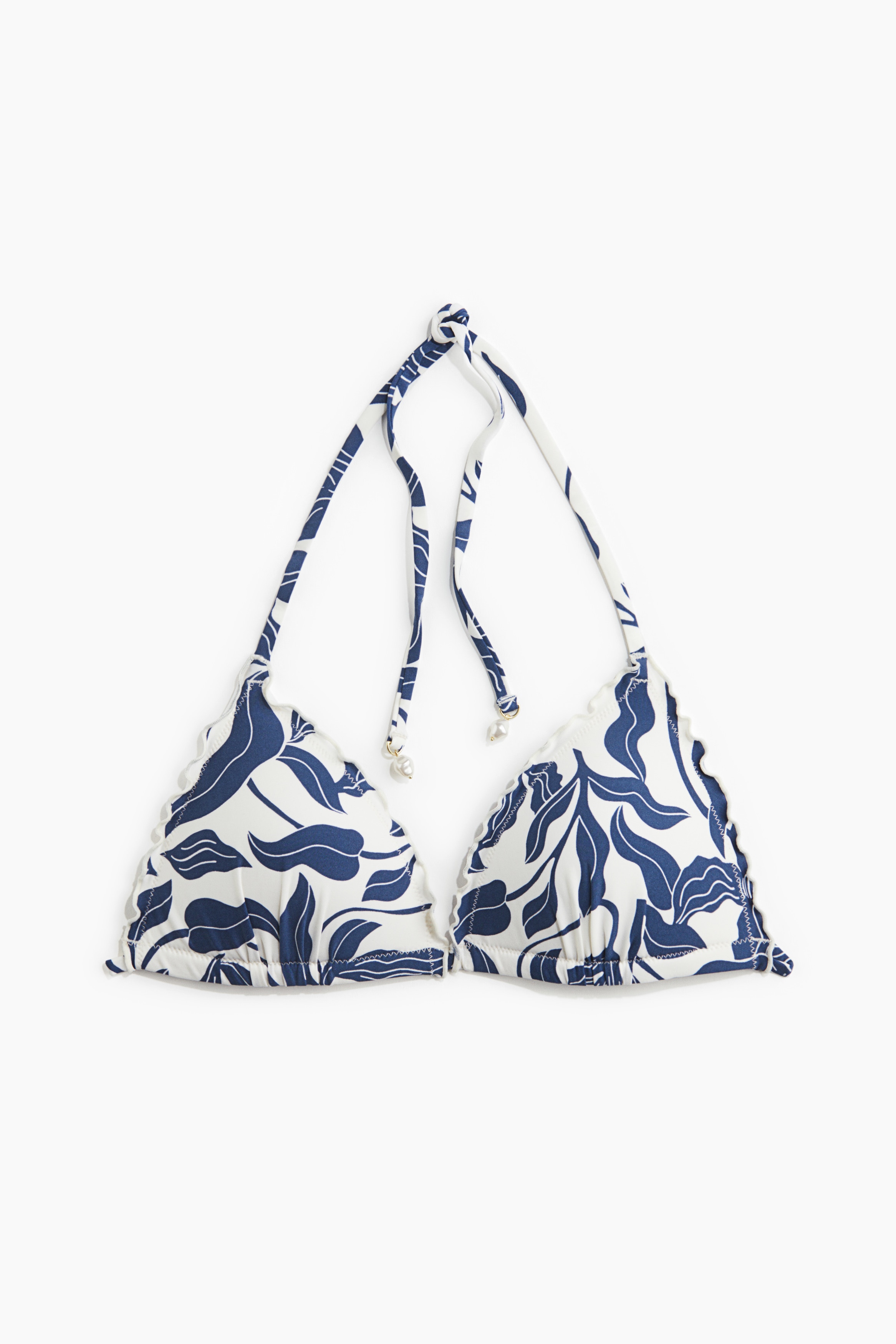 托高式三角比基尼上衣 - 白色/深藍色印花/淺米色/花朵/海軍藍/印花