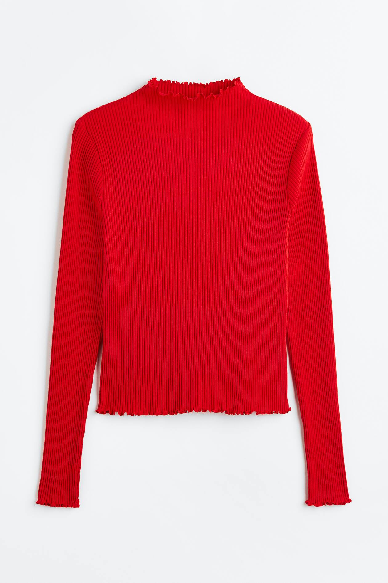 H&M+ Longsleeved ribbed top Long sleeve Regular length Red