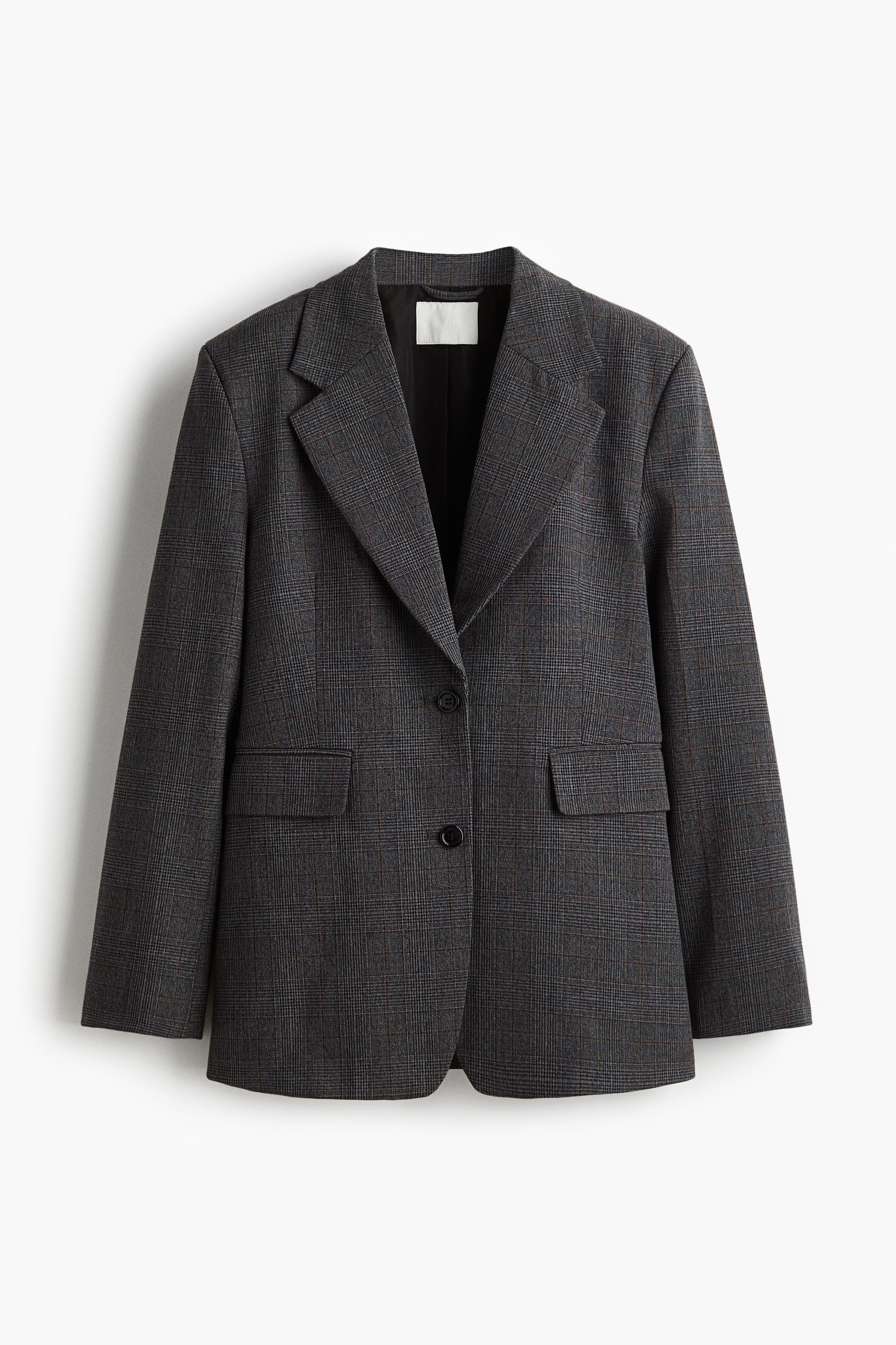Single Breasted Blazer - Dark grey/Check