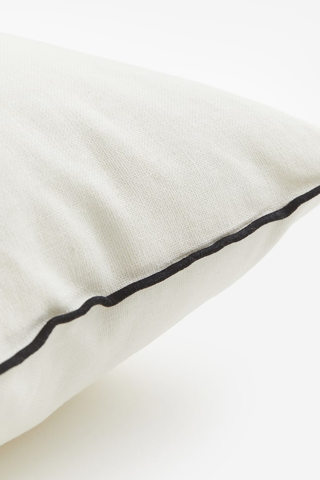 Linen-blend cushion cover - White - 2