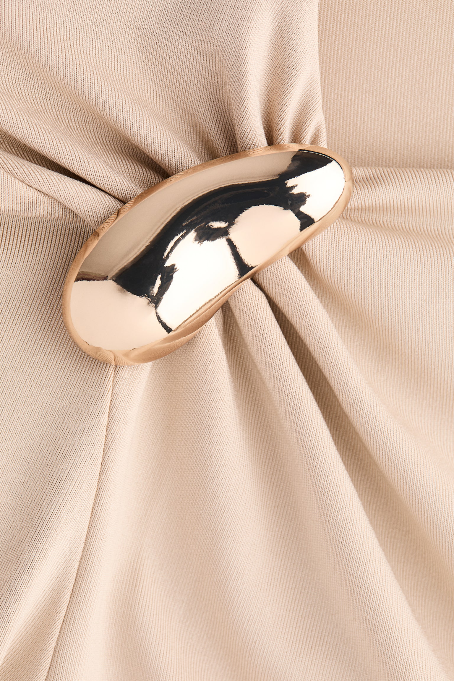 Asymetryczny top dżersejowy - Beżowy/Czarny/Brązowy - 5