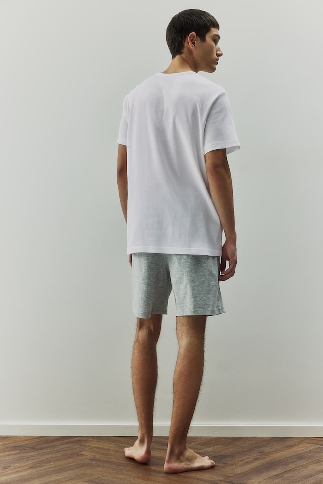 Pigiama camicia e shorts - Bianco/Azzurro - 4
