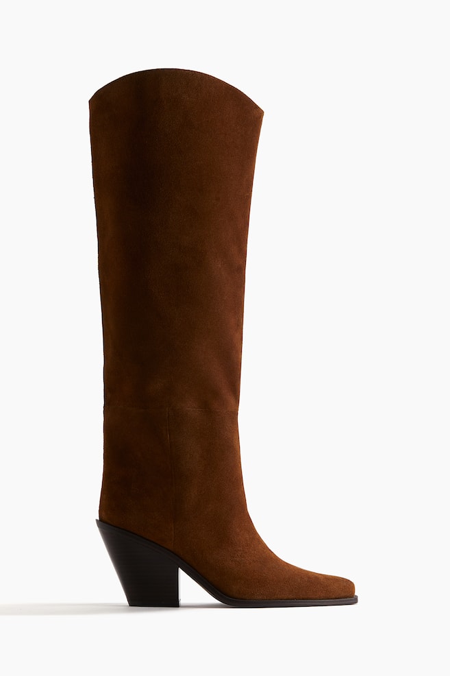 Kniehohe Lederstiefel - Braun - 1