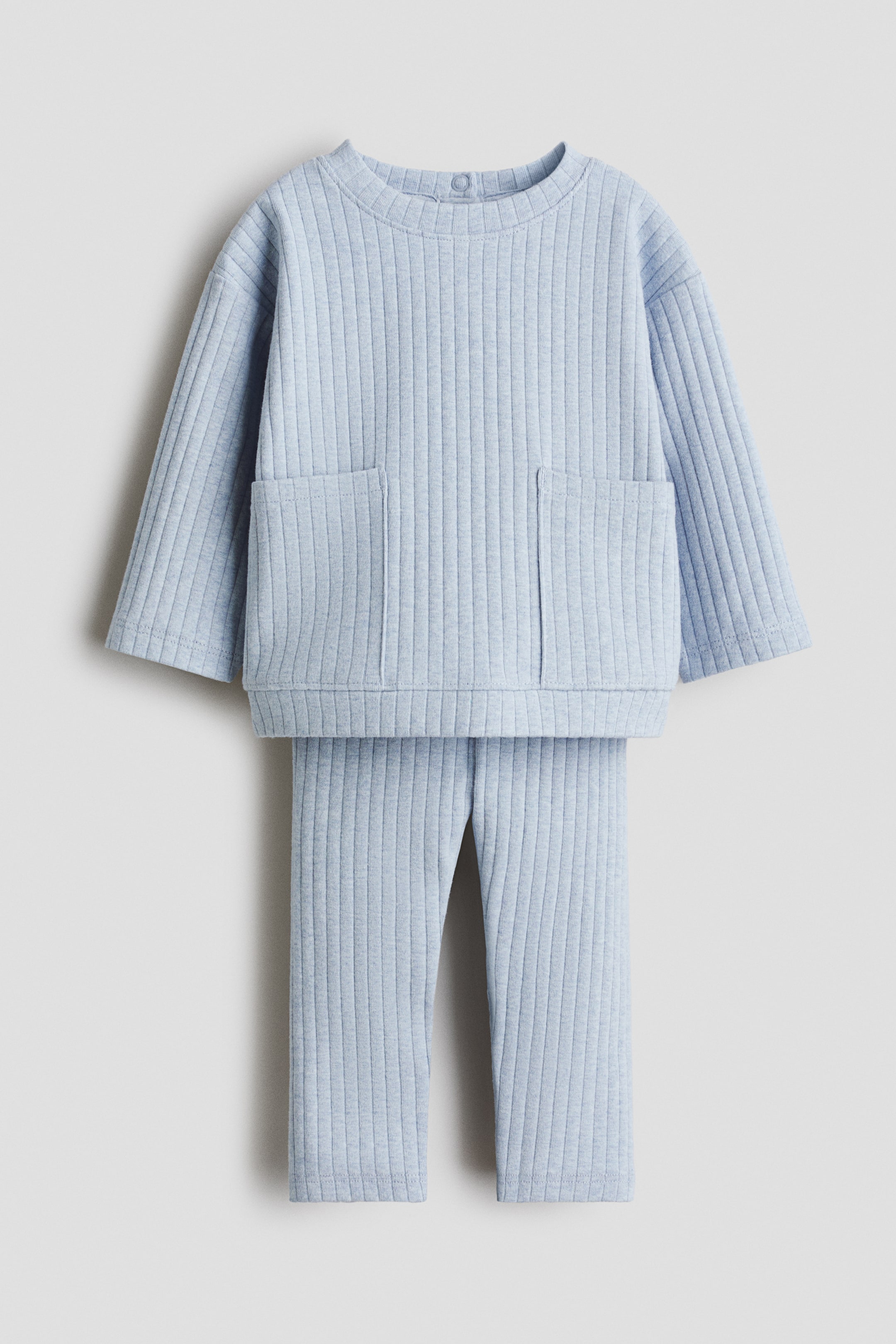 View larger image: 2-piece ribbed cotton set - Light blue - Kids | H&M IN 1