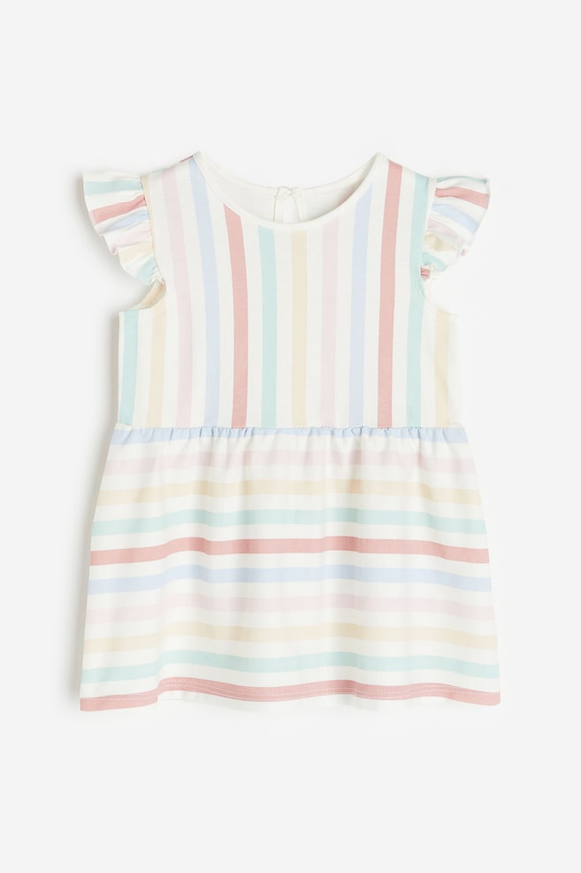 Flounce-trimmed jersey dress - Natural white/Striped/Light pink/Rabbits/Light green/Floral/Dark blue/Floral