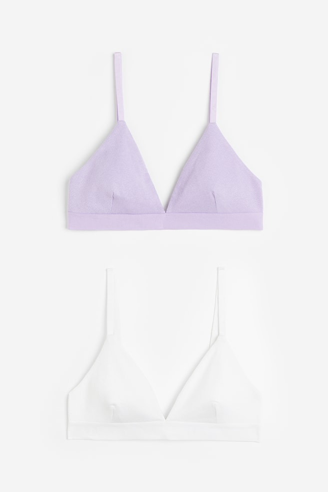 2-pack bra tops - Light purple/White/Black/White/Light blue/Floral/Light blue/Light pink/dc/dc/dc - 2