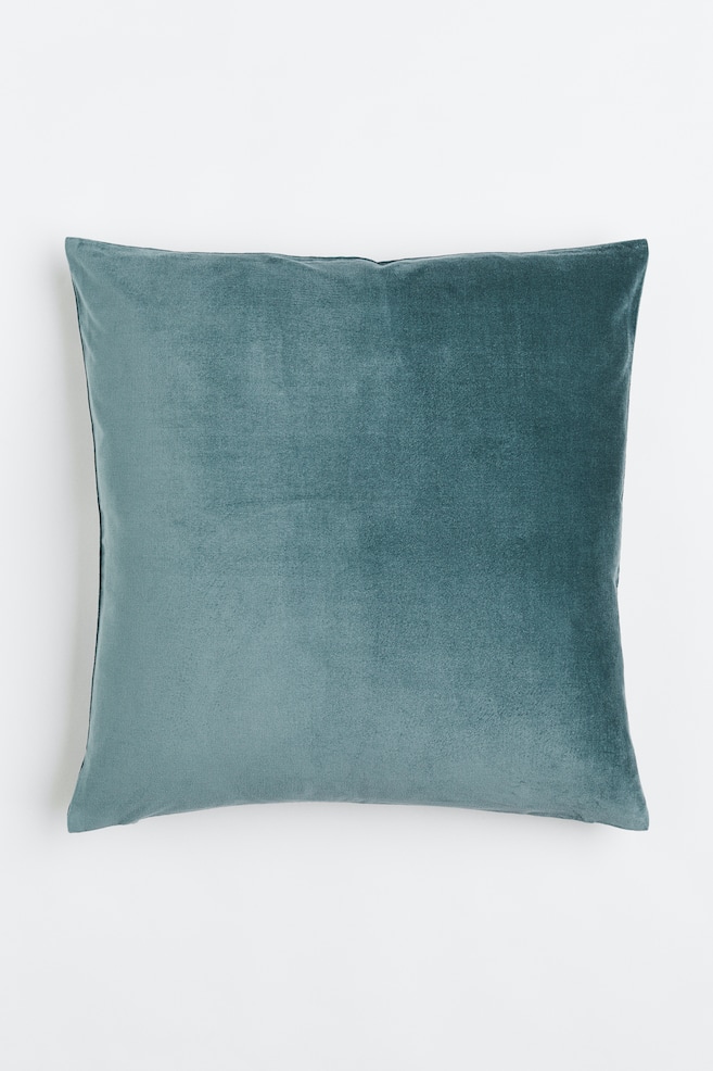 Cotton velvet cushion cover - Turquoise/Dark grey/Beige/Dark khaki green/dc/dc/dc/dc/dc/dc/dc/dc - 1