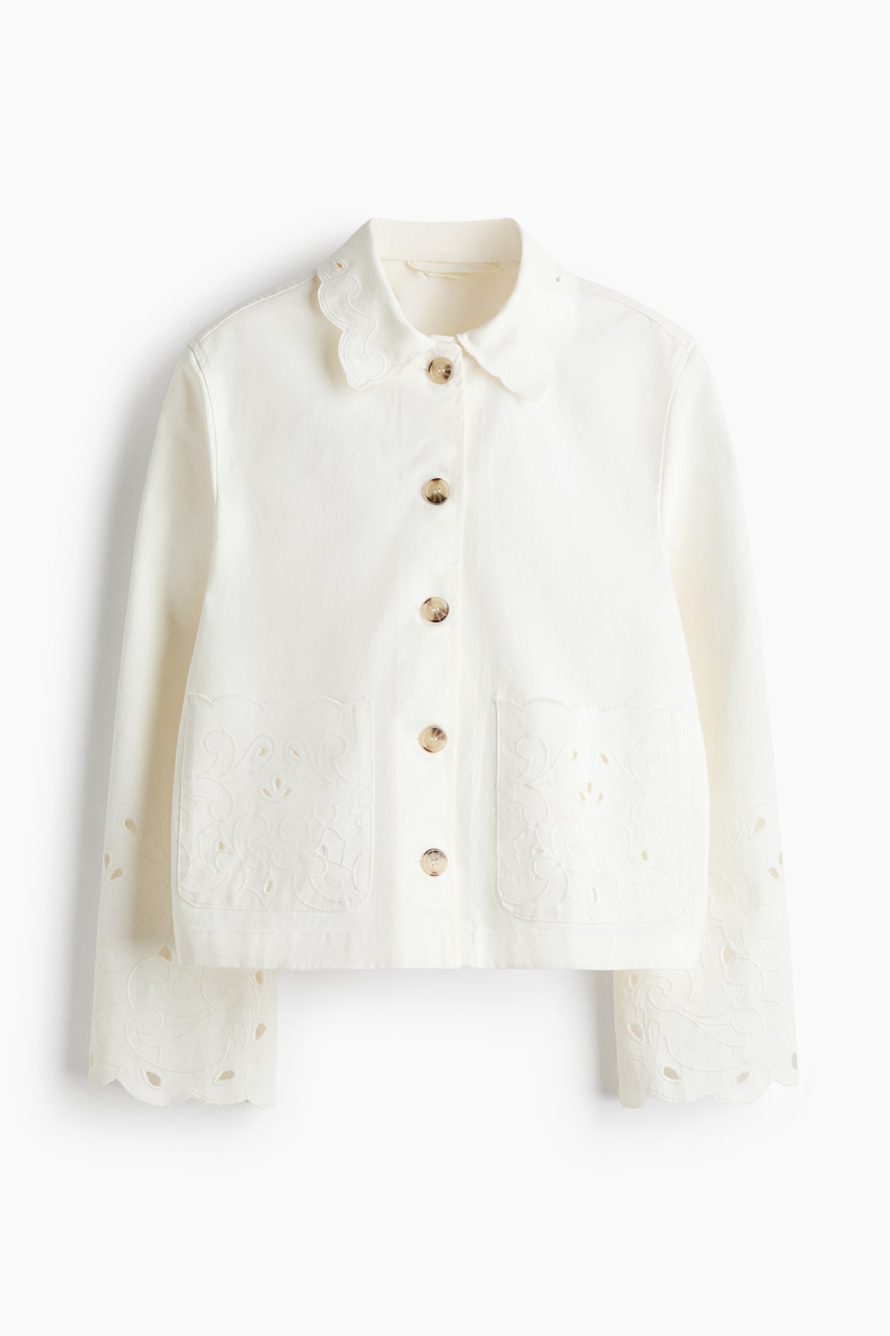 Twill Jacket with Eyelet Embroidery